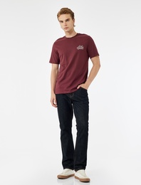 Regular Fit Kısa Kollu Bisiklet Yaka Pamuklu Baskılı Tişört