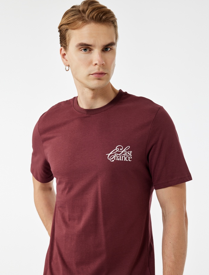  Regular Fit Kısa Kollu Bisiklet Yaka Pamuklu Baskılı Tişört