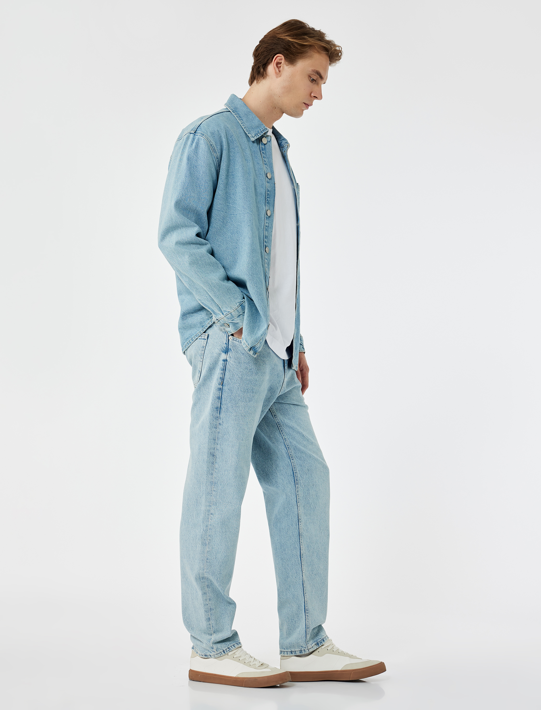   Normal Bel Pamuklu Vintage Straight Fit Jean Pantolon