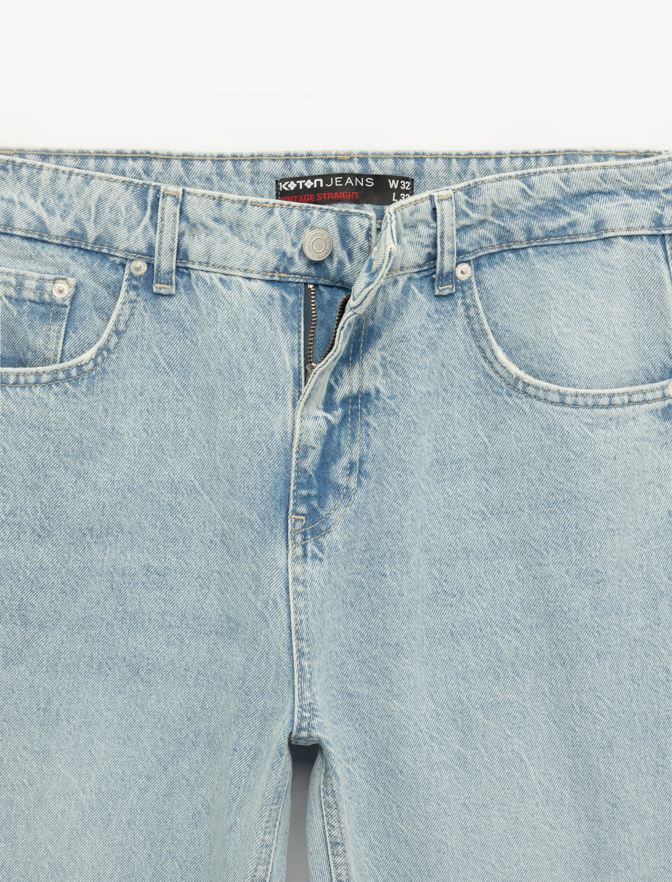   Normal Bel Pamuklu Vintage Straight Fit Jean Pantolon