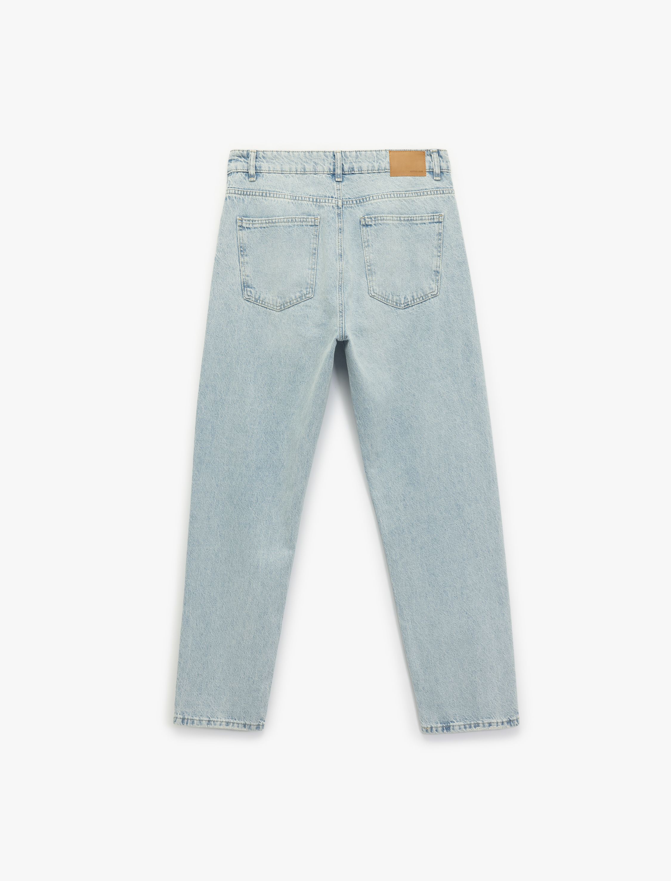   Normal Bel Pamuklu Vintage Straight Fit Jean Pantolon