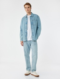 Normal Bel Pamuklu Vintage Straight Fit Jean Pantolon