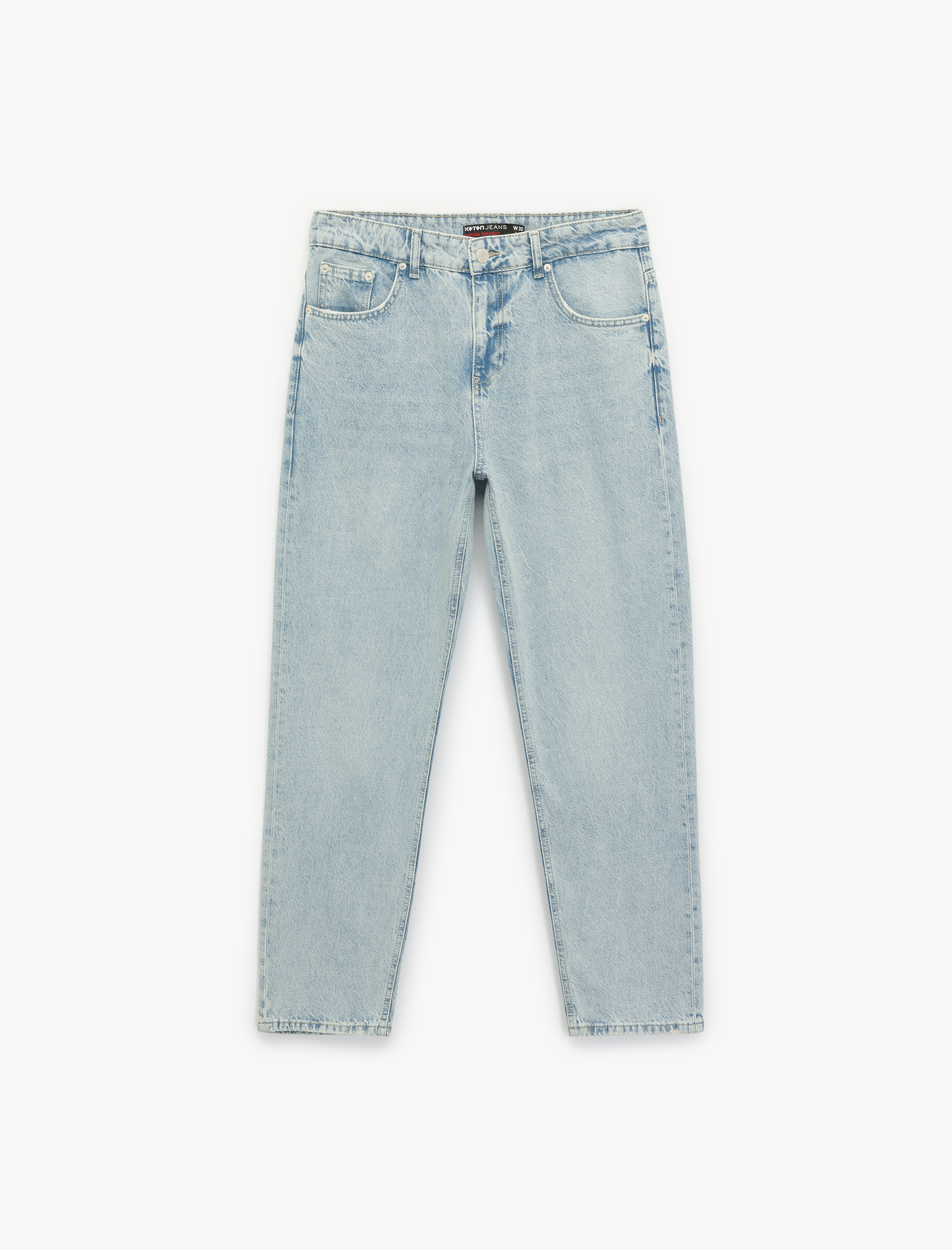   Normal Bel Pamuklu Vintage Straight Fit Jean Pantolon