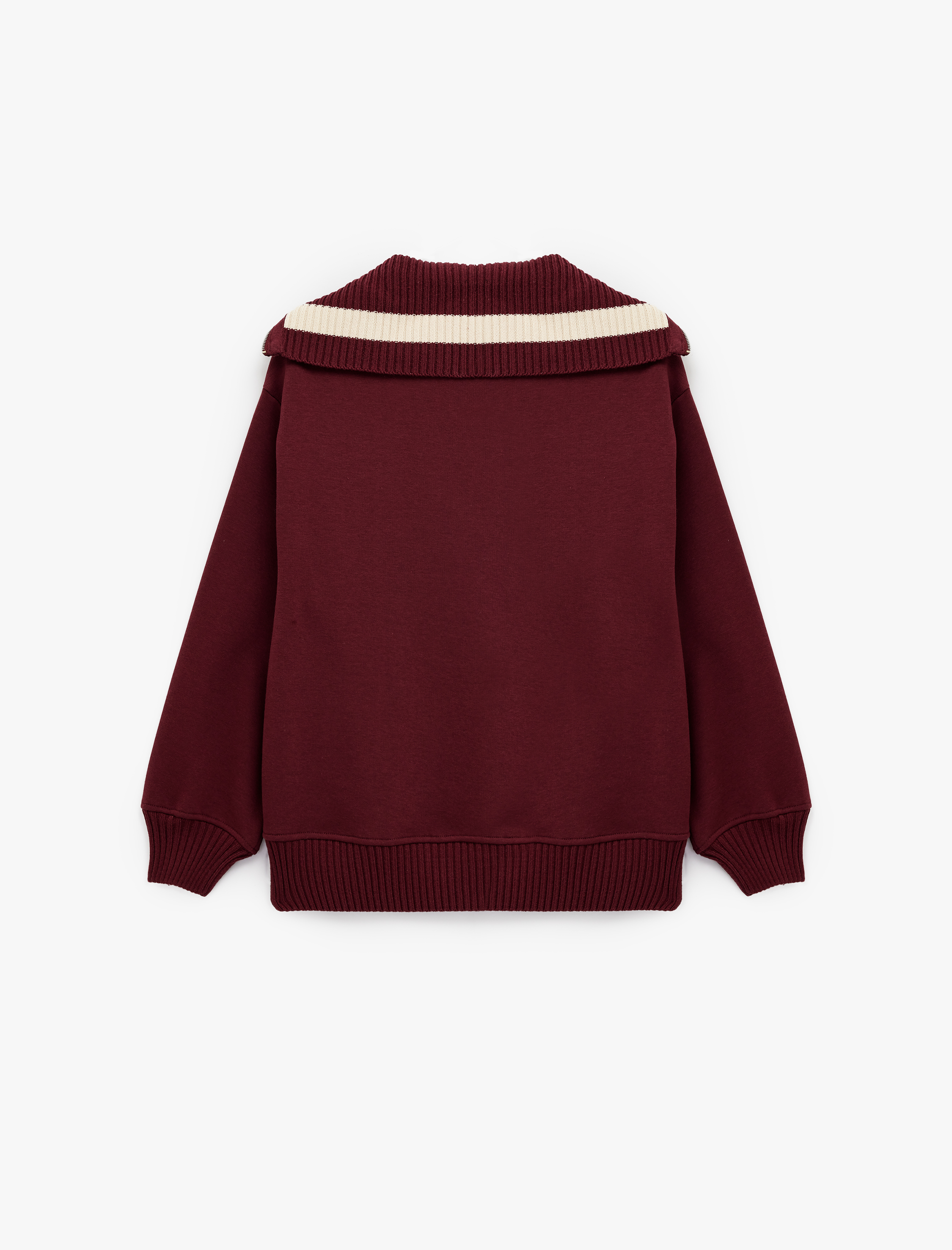   Yarım Fermuarlı Pamuklu Rahat Kalıp Kolej Baskılı Sweatshirt