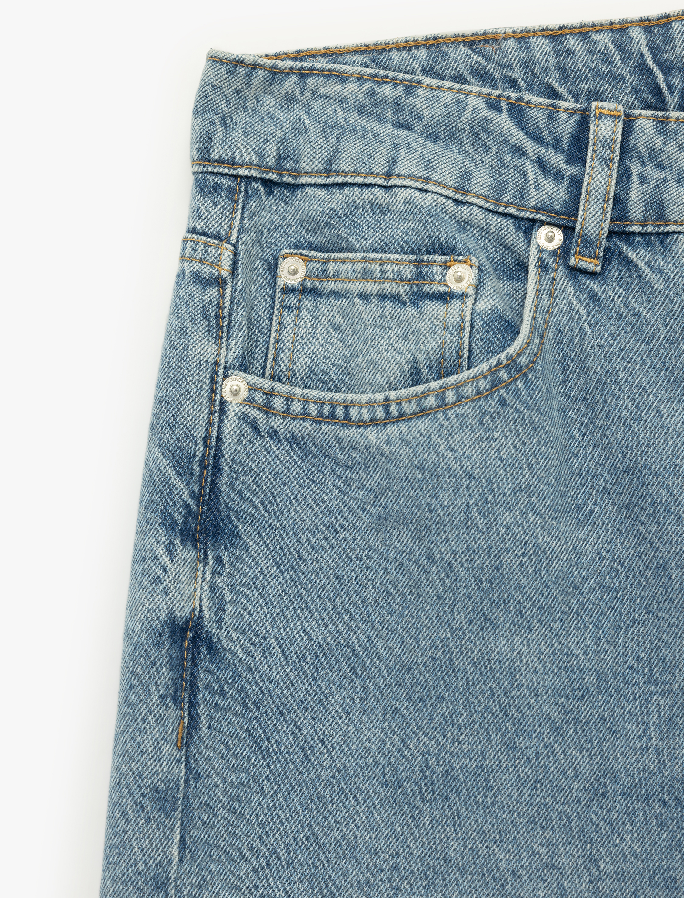   Normal Bel Pamuklu Vintage Straight Fit Jean Pantolon