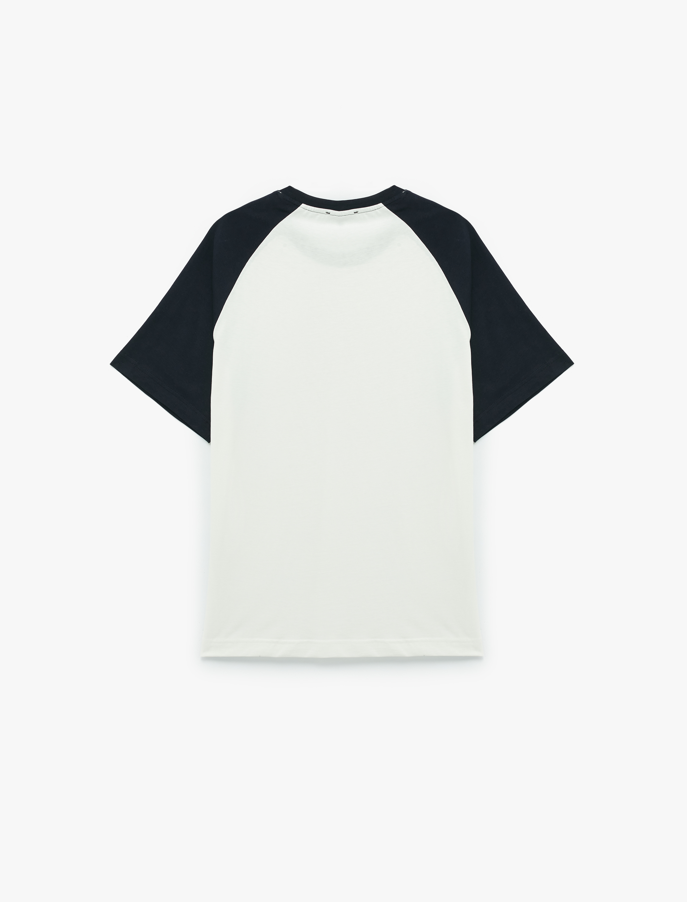   Kısa Kollu Bisiklet Yaka Renk Kontrastlı Pamuklu Oversize Baskılı Tişört