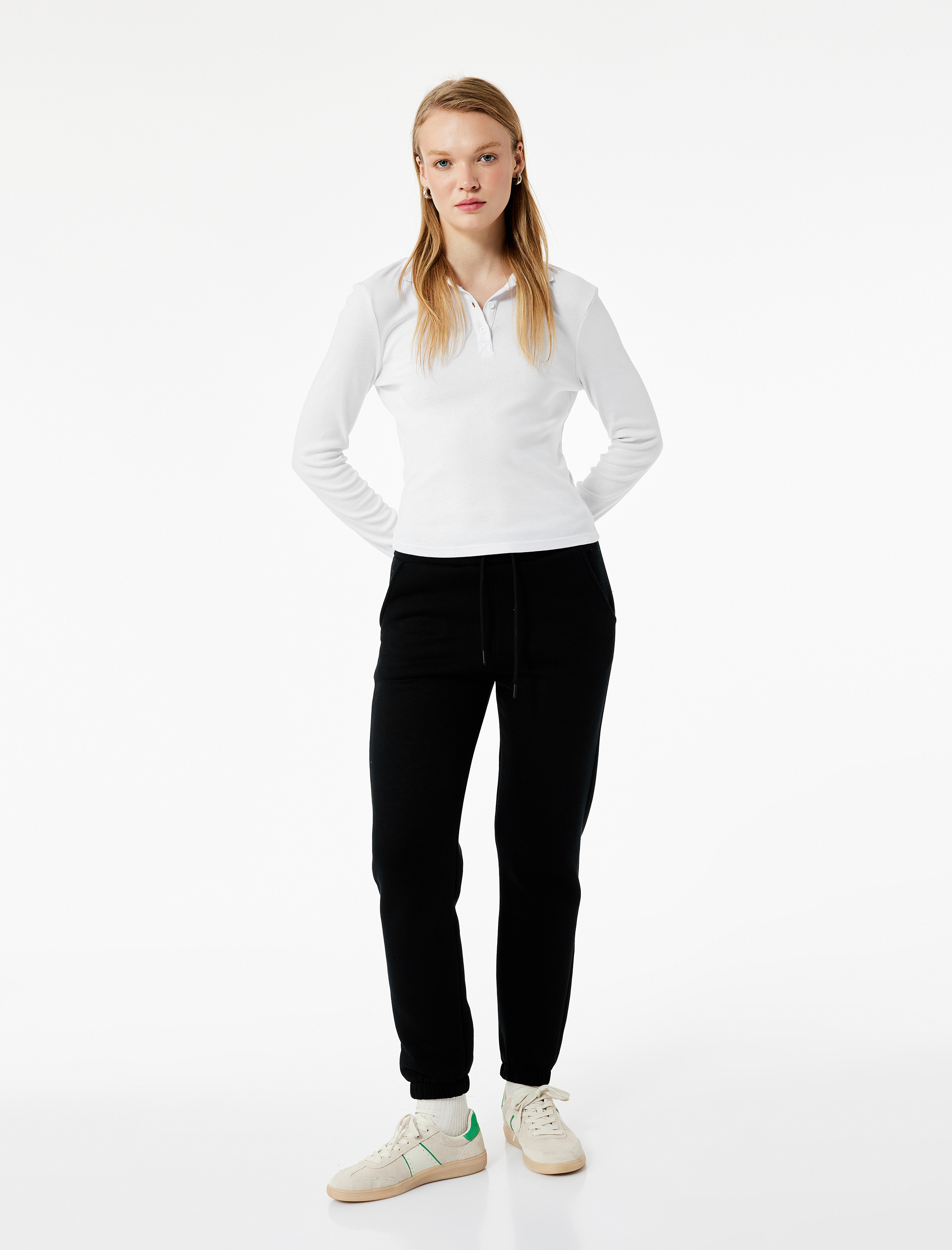   Rahat Kalıp Pamuklu Beli Bağcıklı 2'li Jogger Eşofman Altı Seti