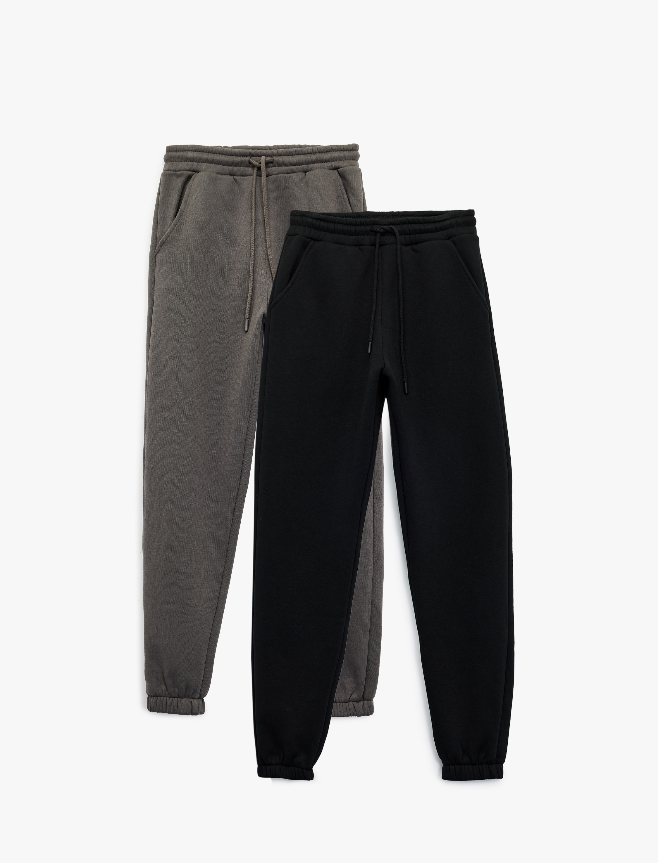   Rahat Kalıp Pamuklu Beli Bağcıklı 2'li Jogger Eşofman Altı Seti