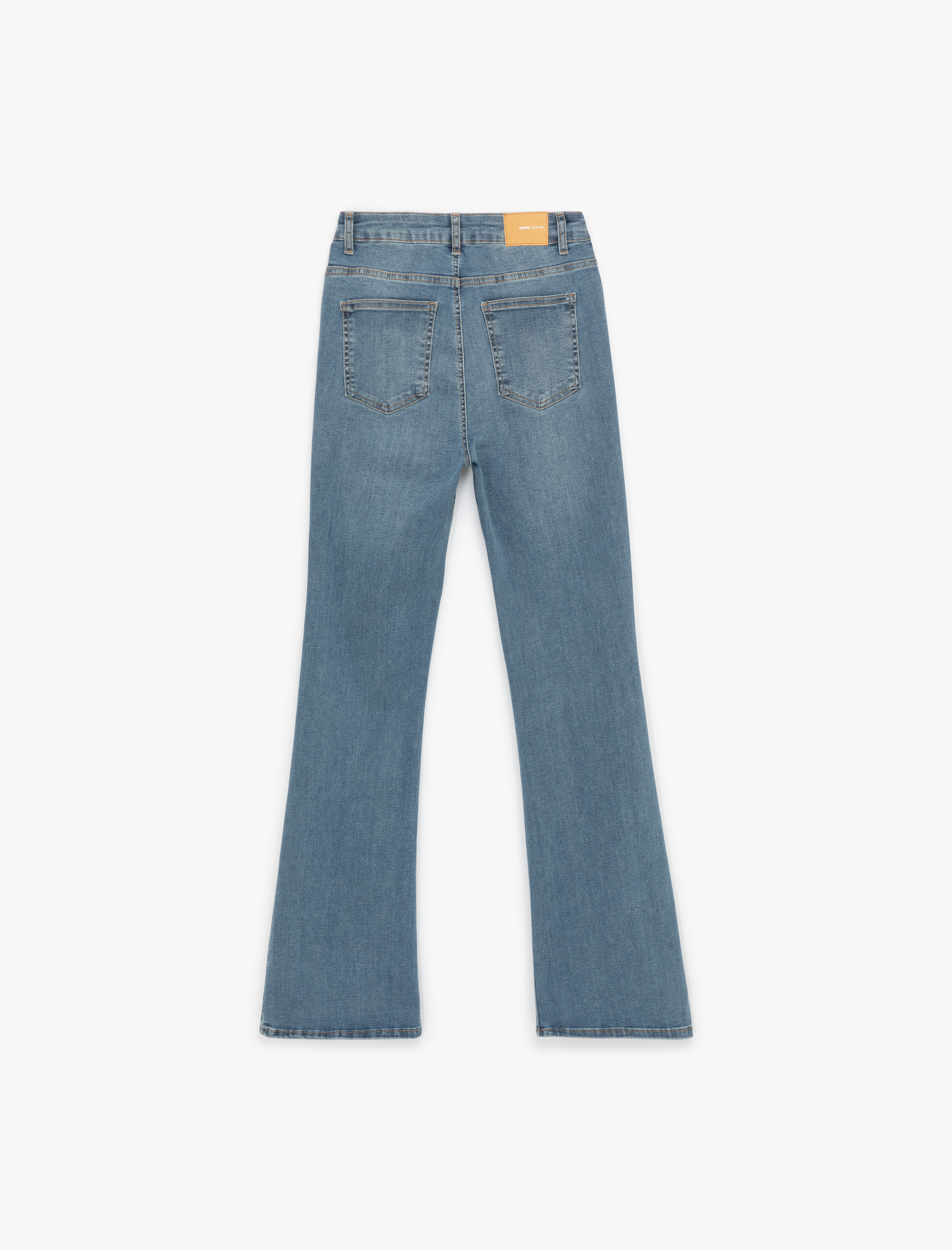   Pamuklu Yüksek Bel Dar Kalıp İspanyol Paça Jean Pantolon