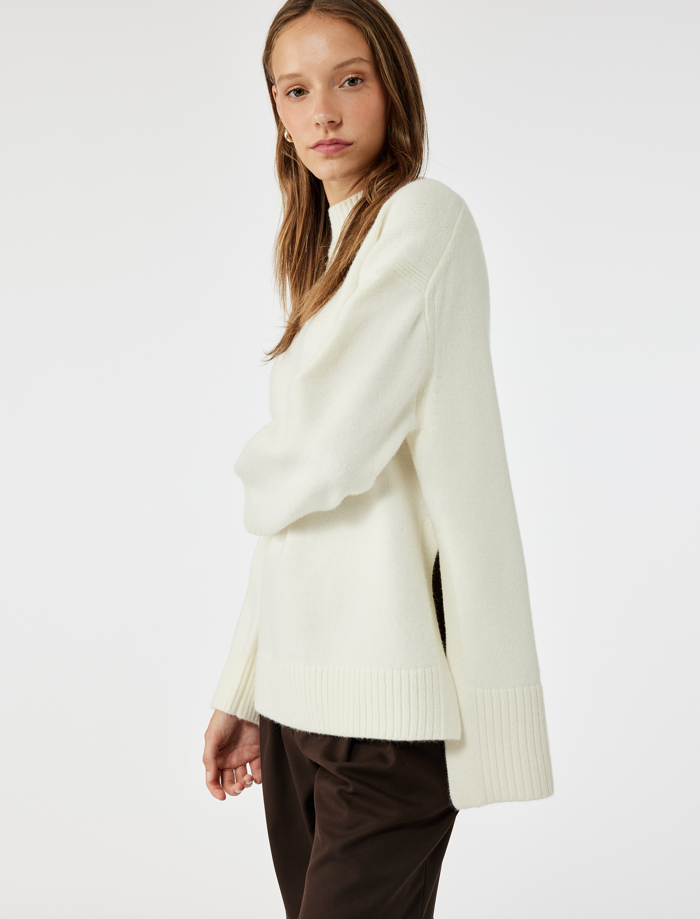   Dik Yaka Uzun Kollu Triko Tunik