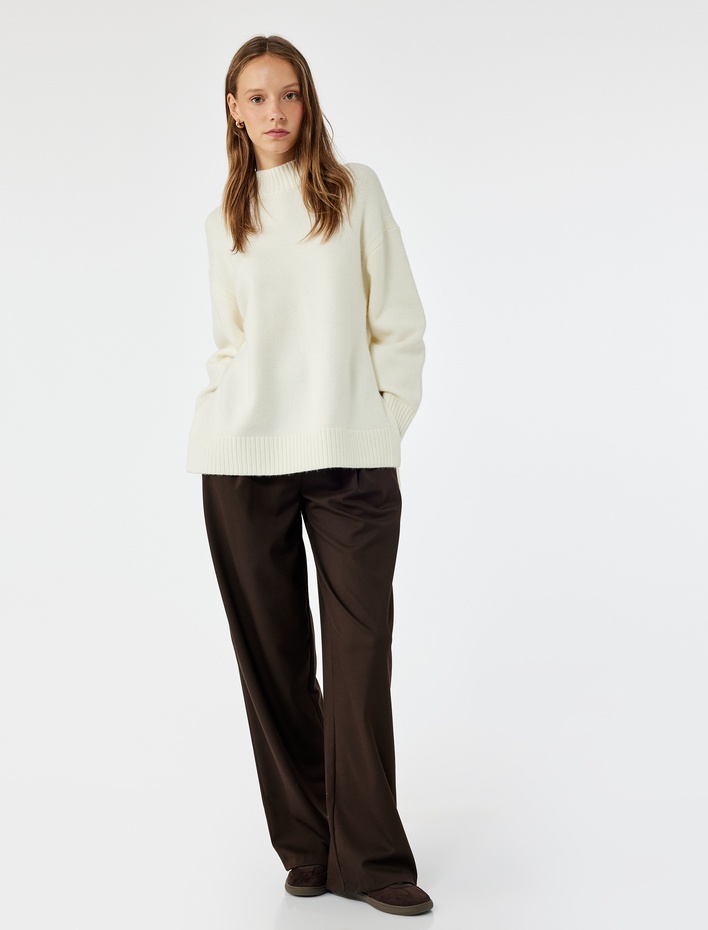  Dik Yaka Uzun Kollu Triko Tunik