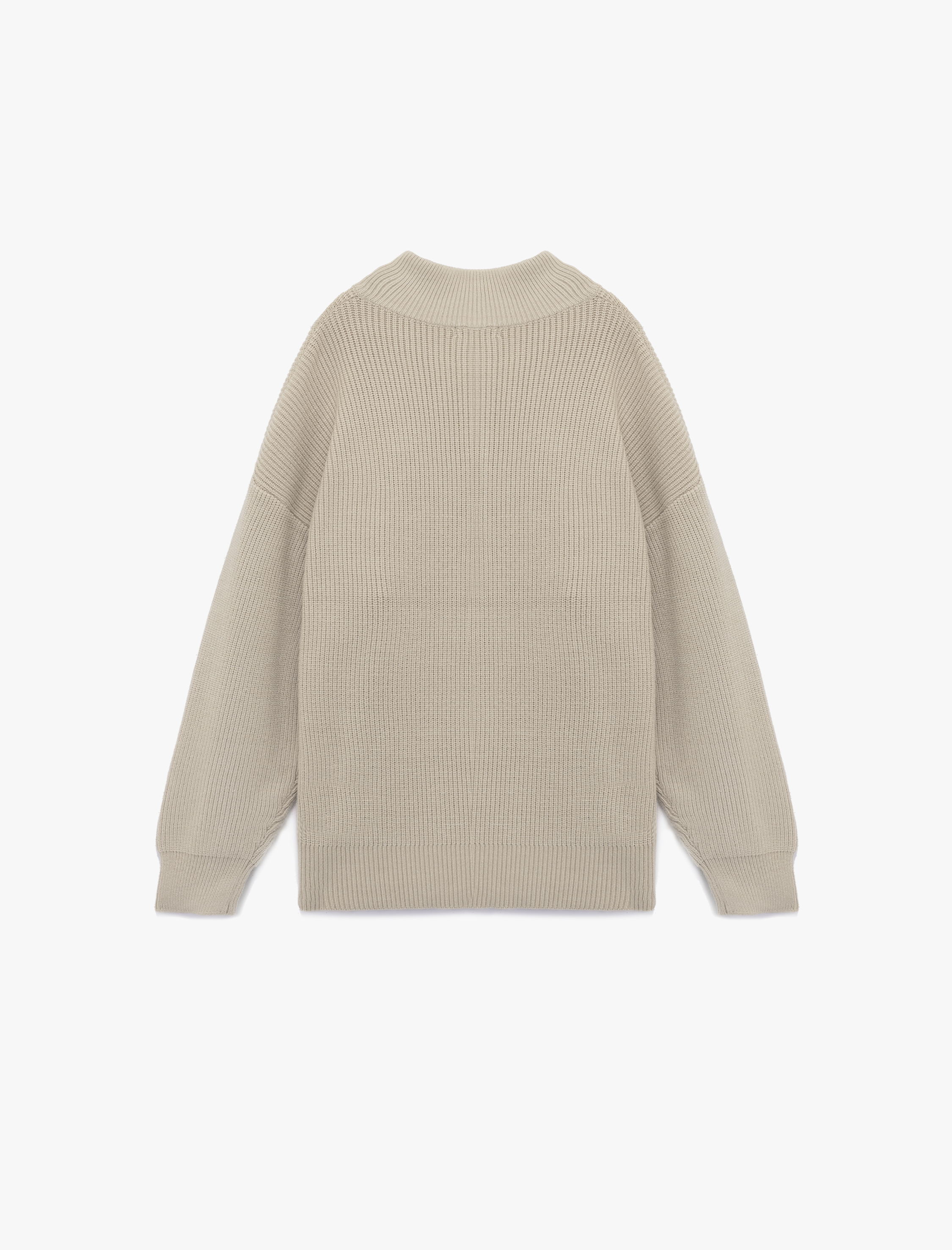   Uzun Kollu Dokulu Yarım Fermuarlı Yaka Triko Kazak