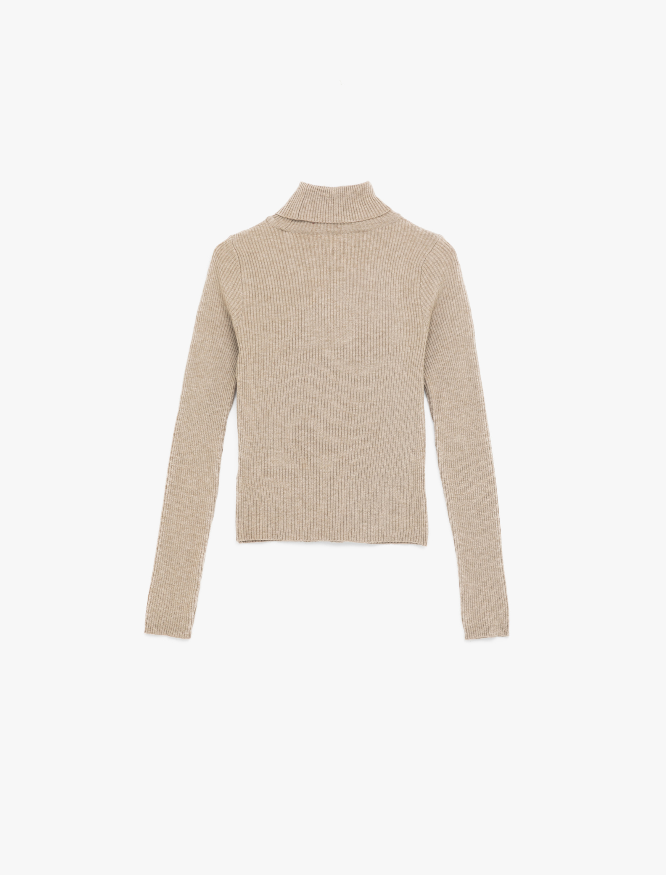   Uzun Kollu Viskon Karışımlı Balıkçı Yaka Kazak