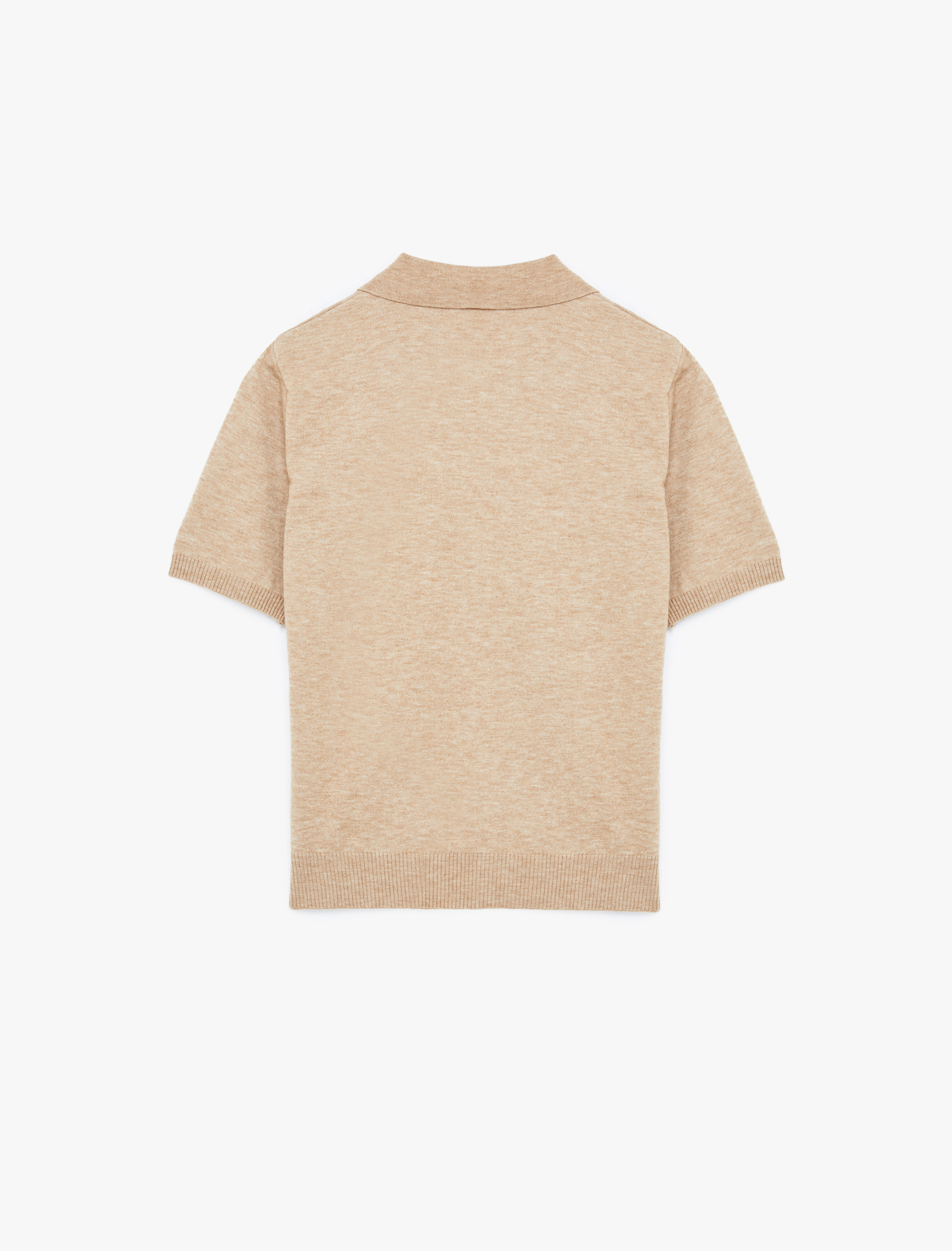   Viskon Karışımlı Kısa Kollu Düğmeli Triko Polo Yaka Kazak