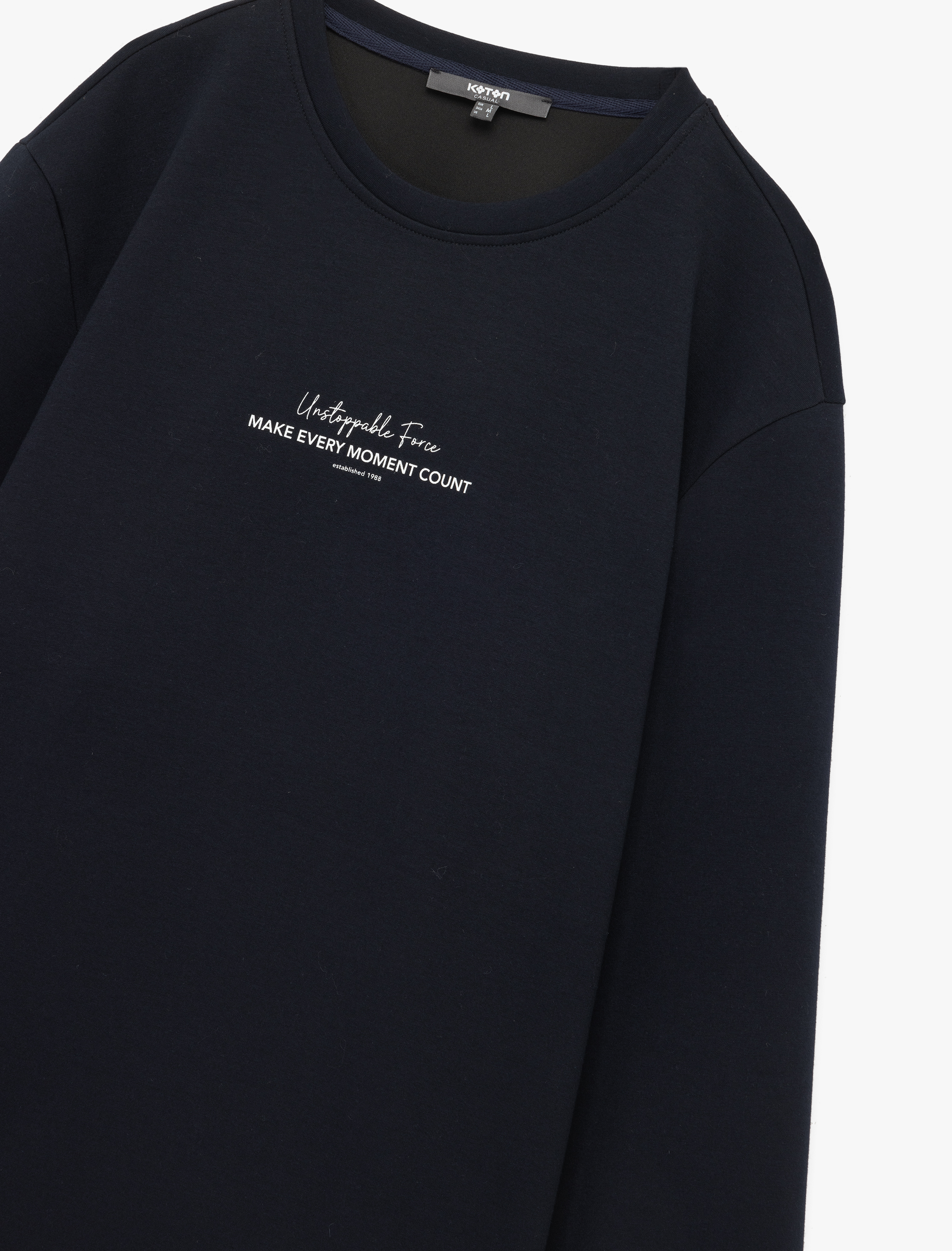   Uzun Kollu Bisiklet Yaka Baskılı Sweatshirt