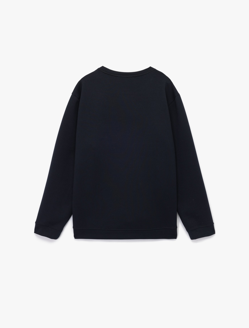   Uzun Kollu Bisiklet Yaka Baskılı Sweatshirt