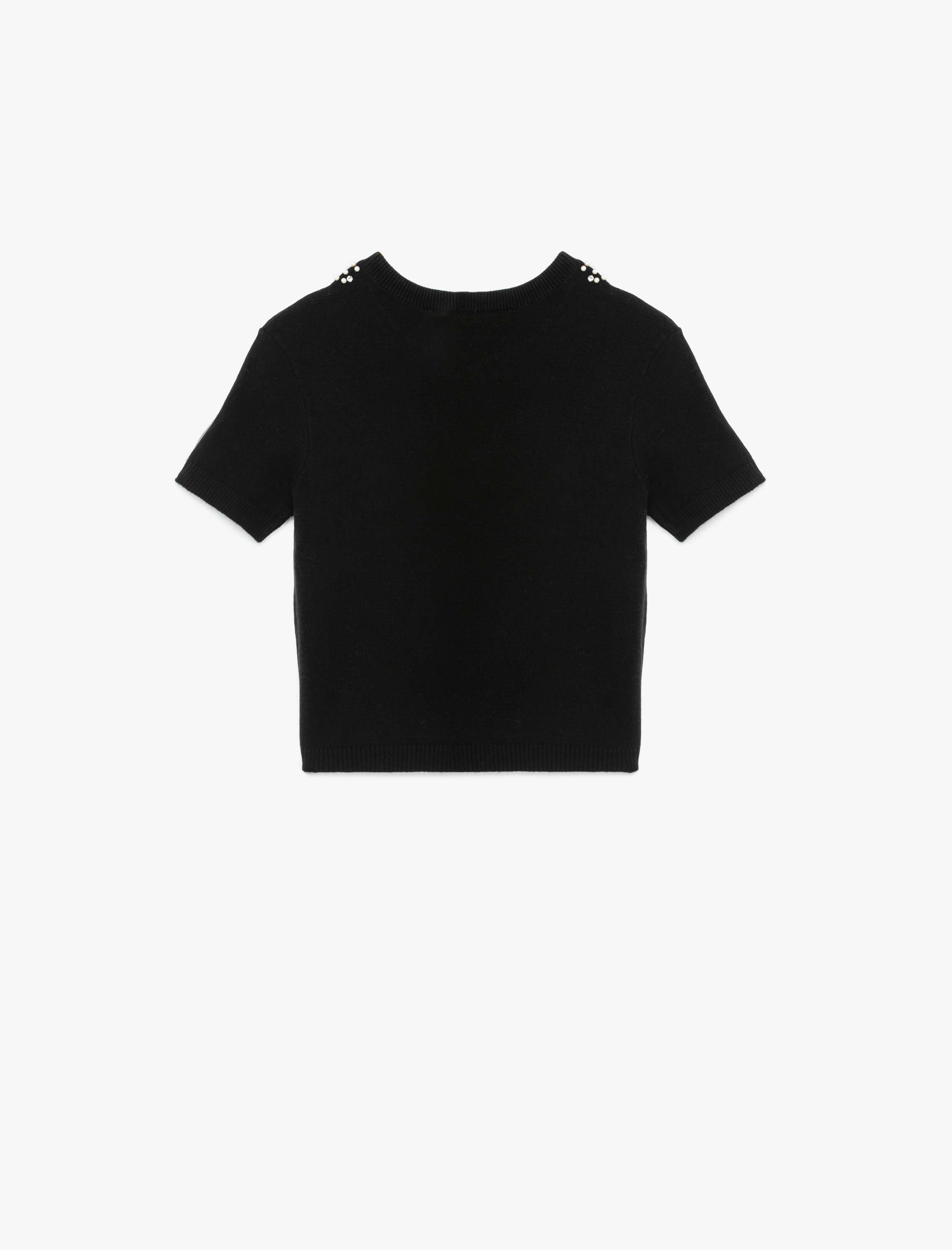   Viskon Karışımlı Boncuk Detaylı Kısa Kollu Triko Kazak