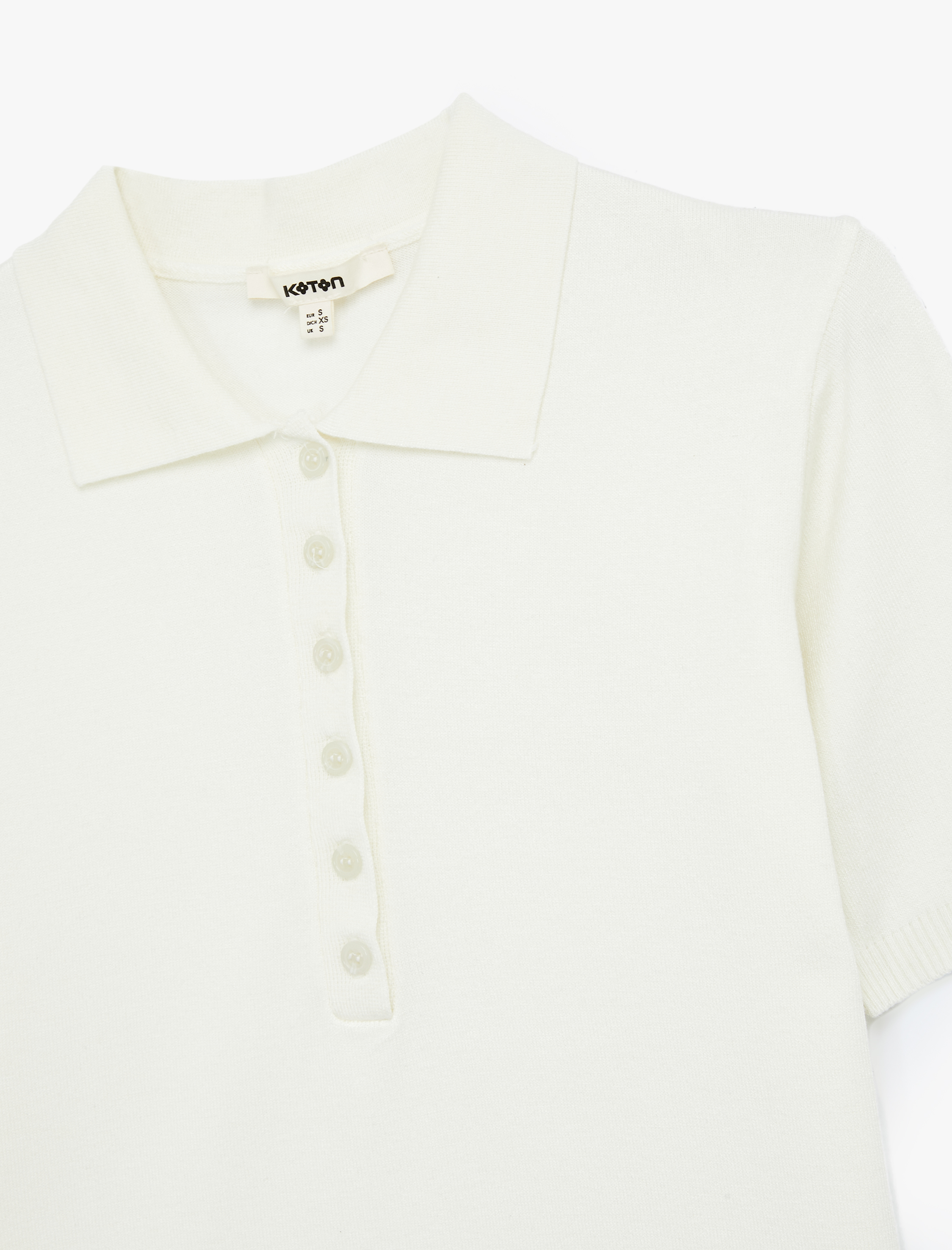   Viskon Karışımlı Kısa Kollu Düğmeli Triko Polo Yaka Kazak