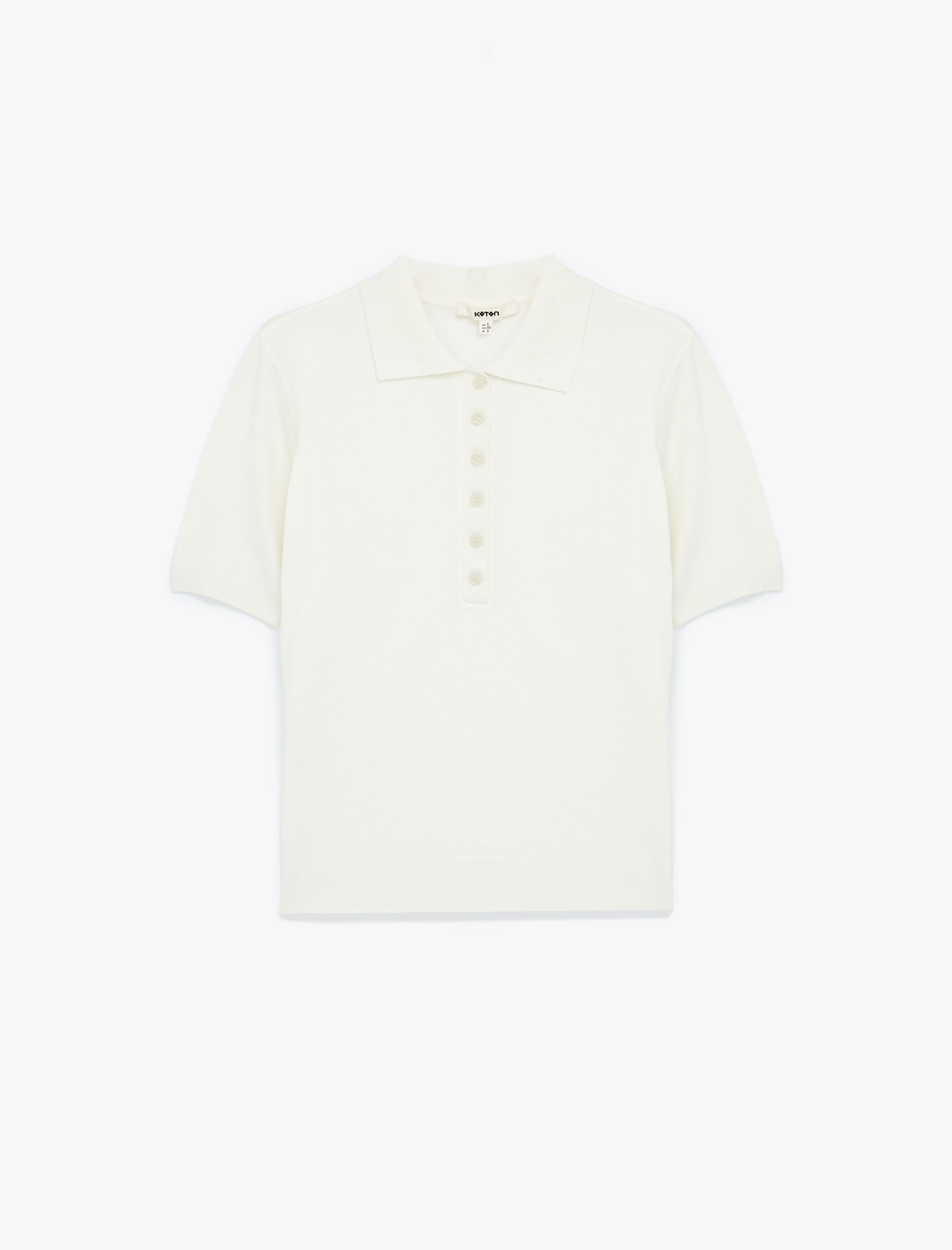   Viskon Karışımlı Kısa Kollu Düğmeli Triko Polo Yaka Kazak