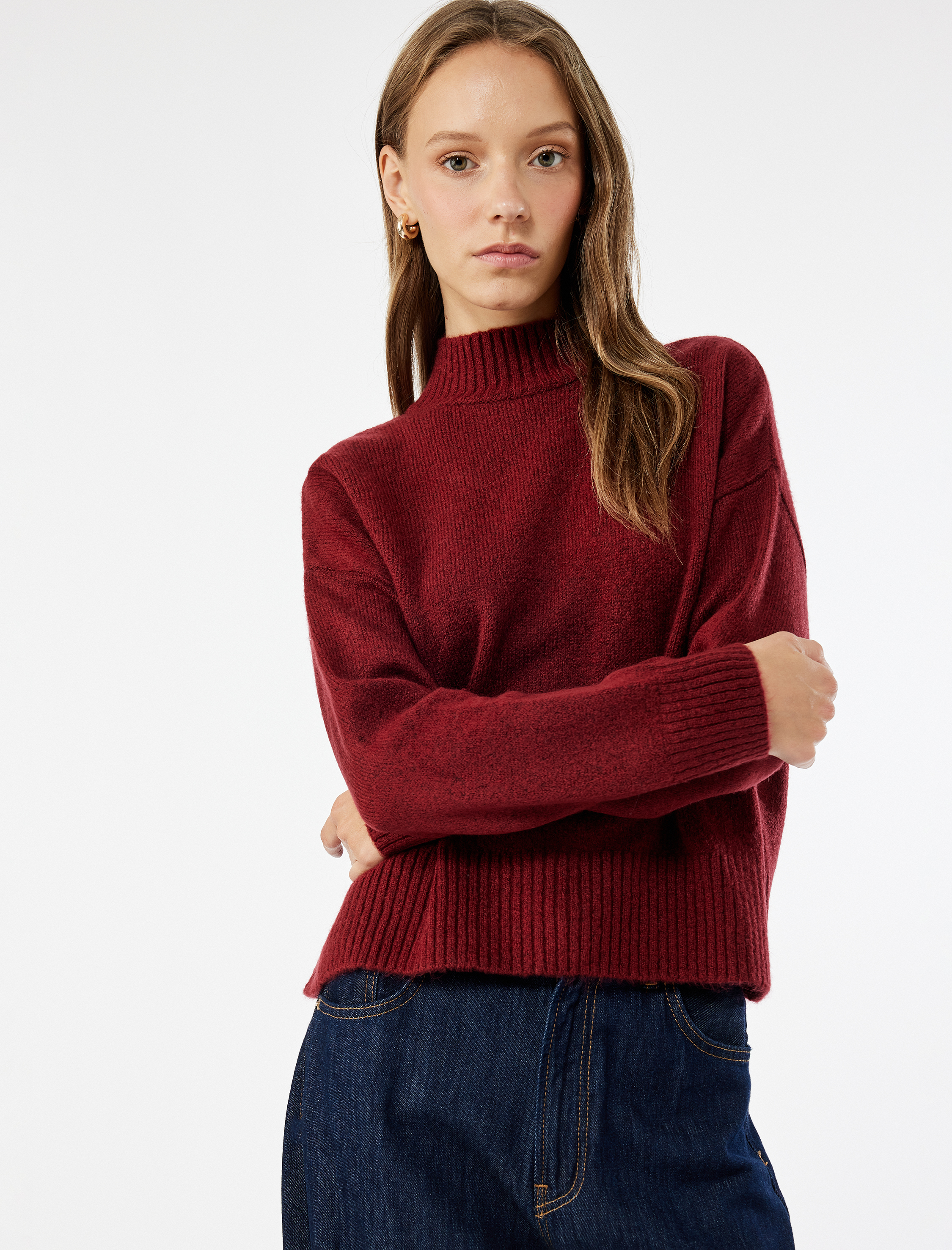   Dik Yaka Uzun Kollu Basic Triko Kazak