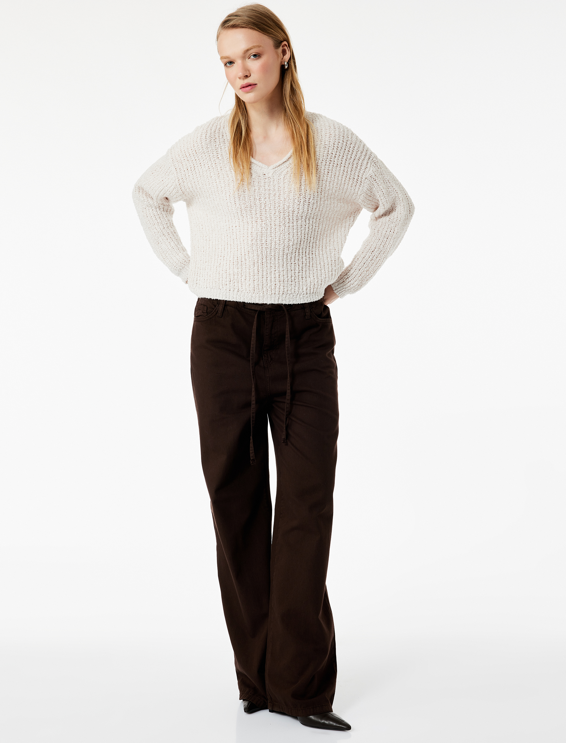   Buklet V Yaka Uzun Kollu Kazak