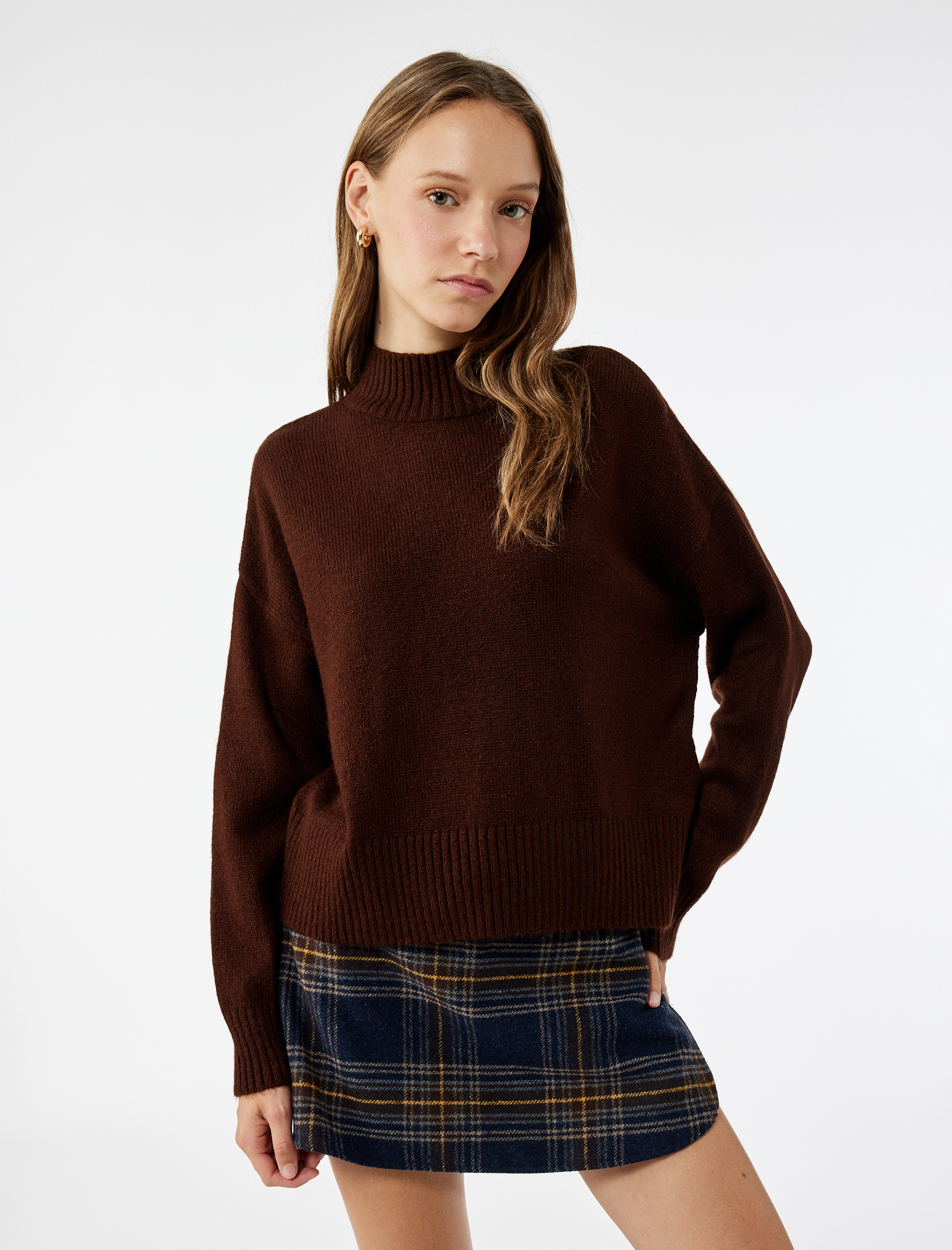   Dik Yaka Uzun Kollu Basic Triko Kazak