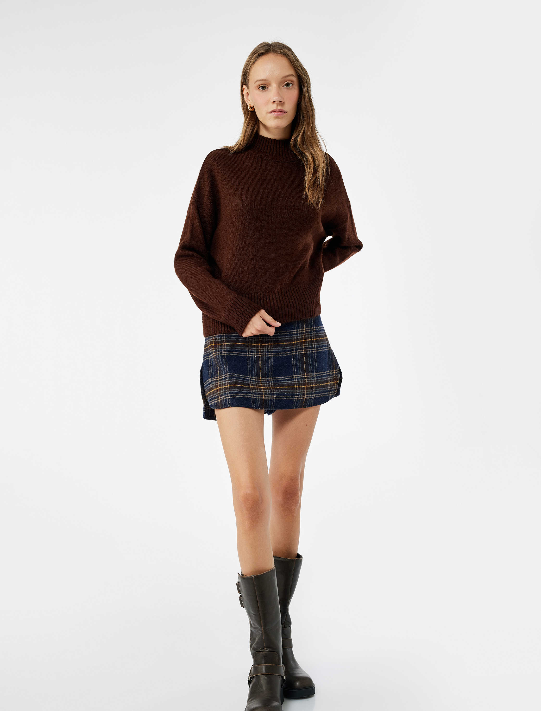   Dik Yaka Uzun Kollu Basic Triko Kazak