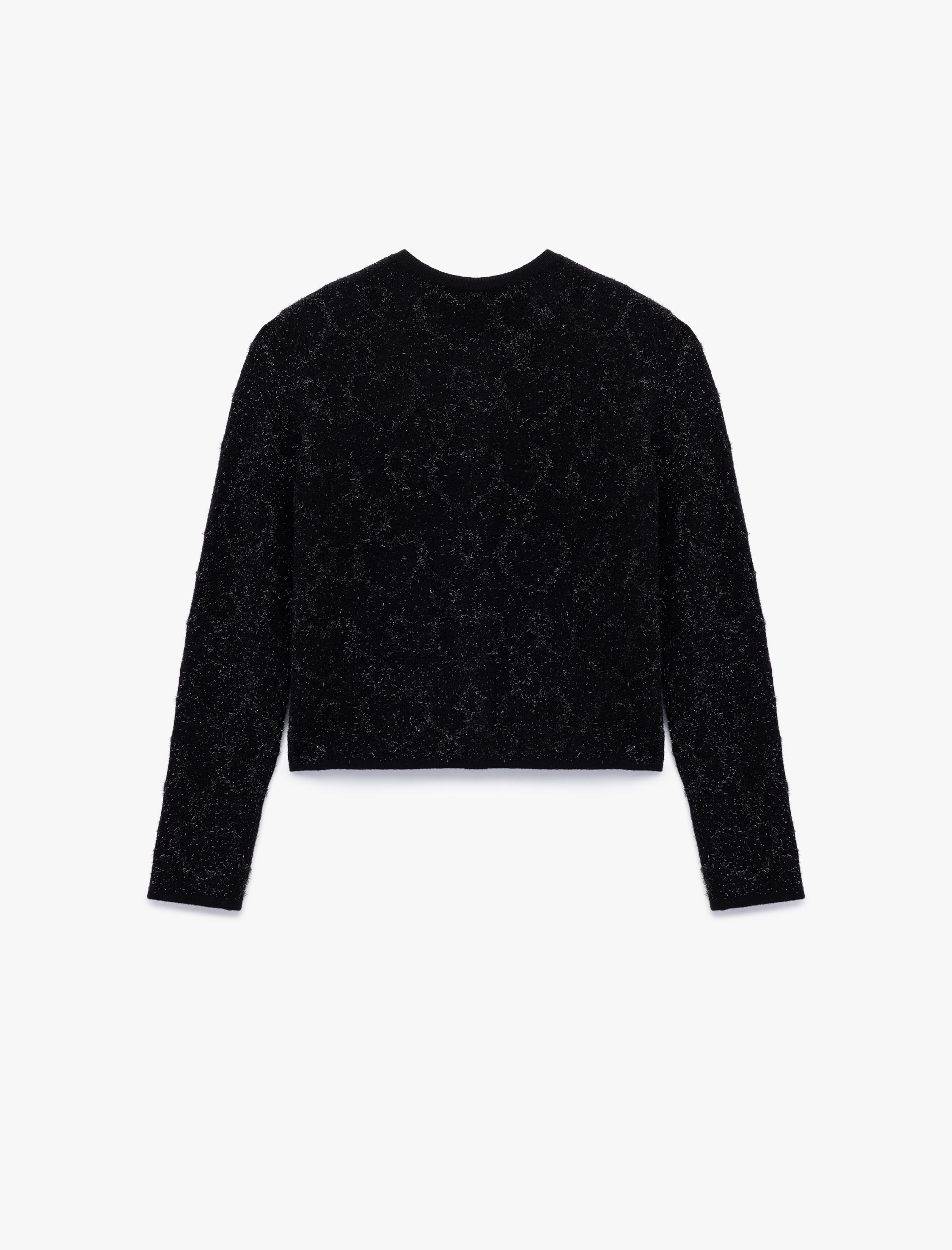   Düğmeli Uzun Kollu Metalik İplik Detaylı Triko Hırka