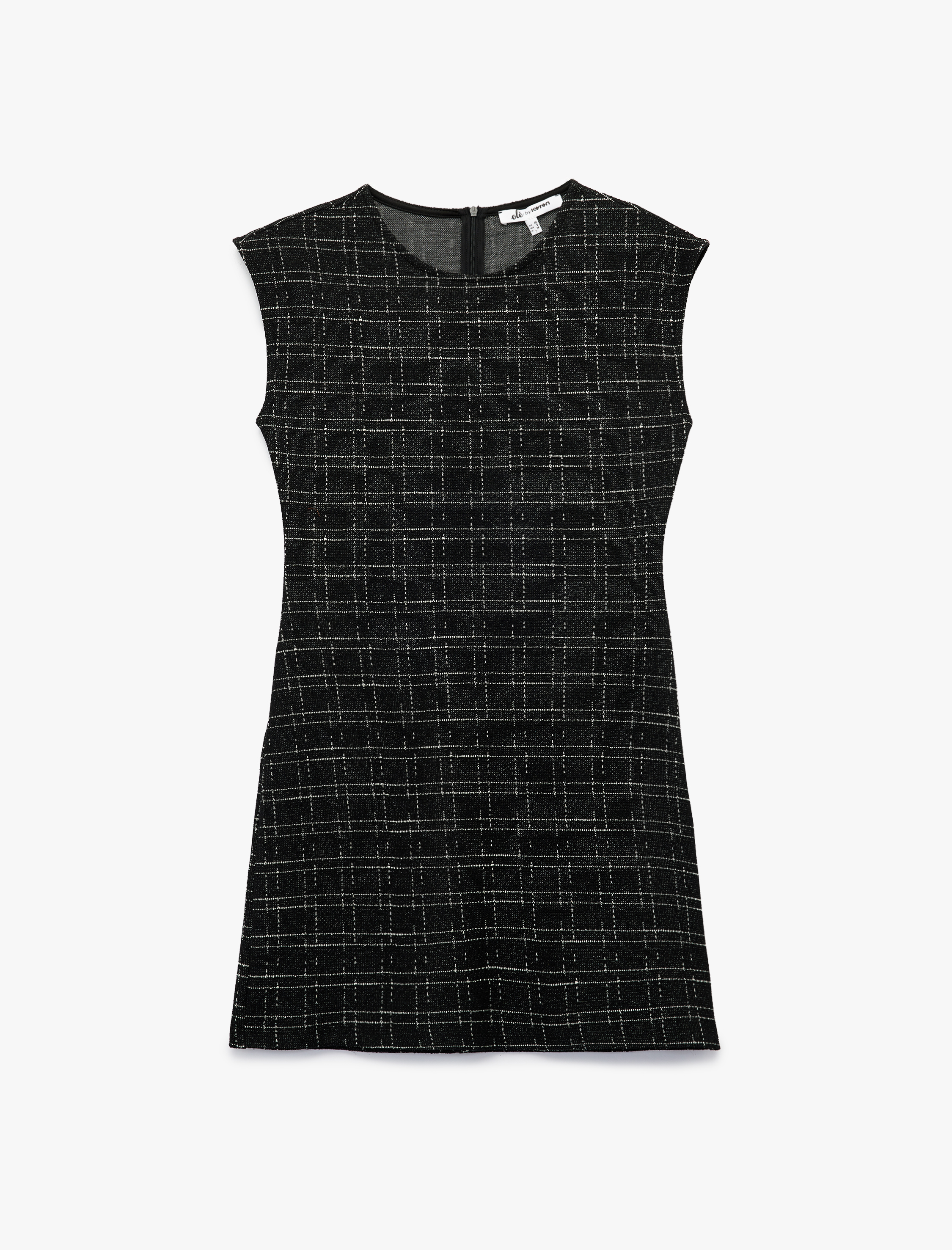   Bisiklet Yaka Kolsuz Tüvit Mini Elbise