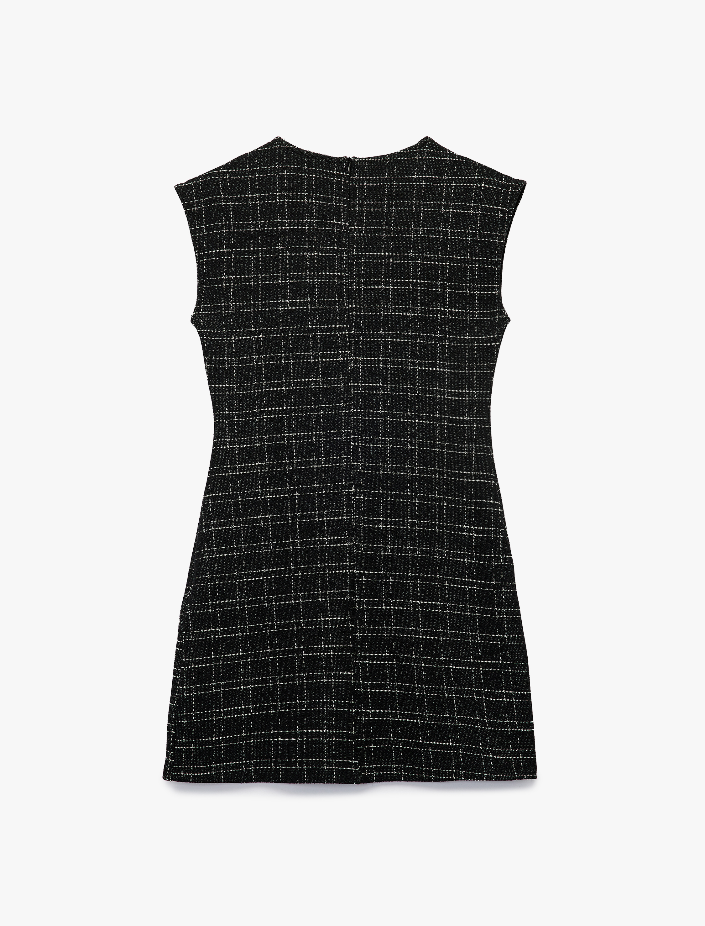   Bisiklet Yaka Kolsuz Tüvit Mini Elbise