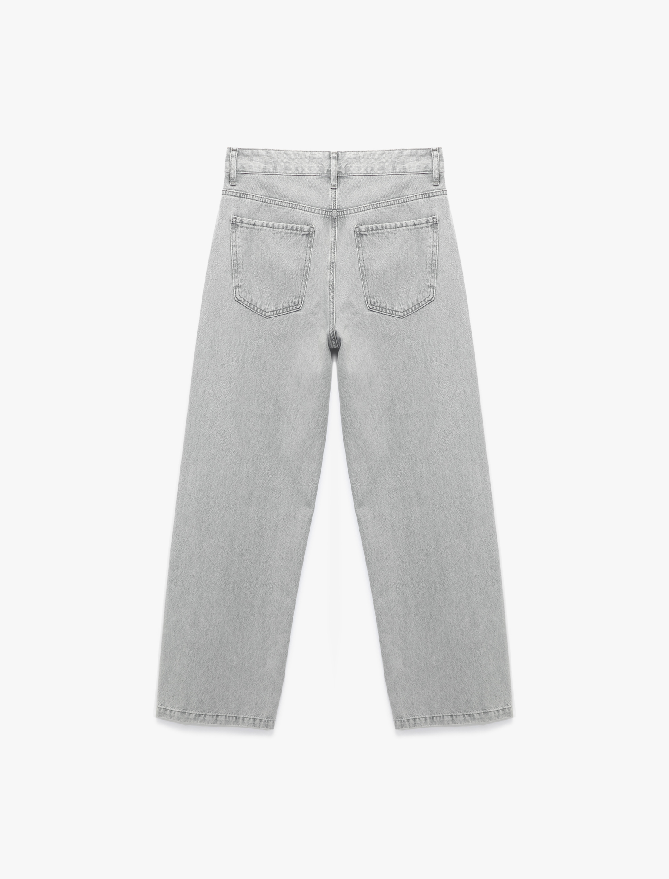   Normal Bel Düğmeli Cepli Pamuklu Geniş Paça Jean Pantolon - Bianca Wide Leg Jeans