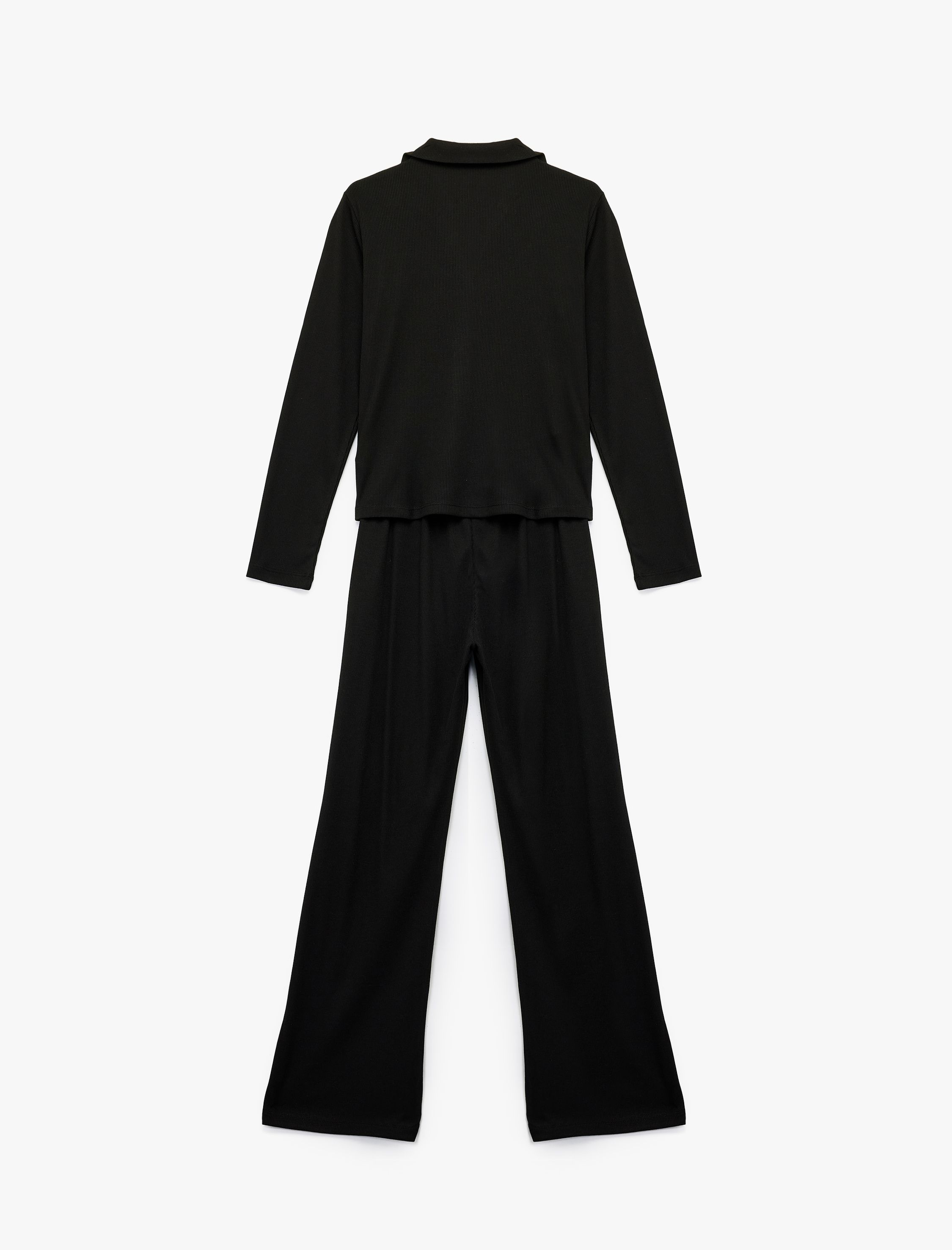   Gömlek Yaka Uzun Kollu Biber Nakış Detaylı Pijama Takımı