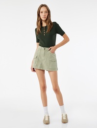 Pamuklu Kargo Cep Detaylı A Kesim Mini Etek