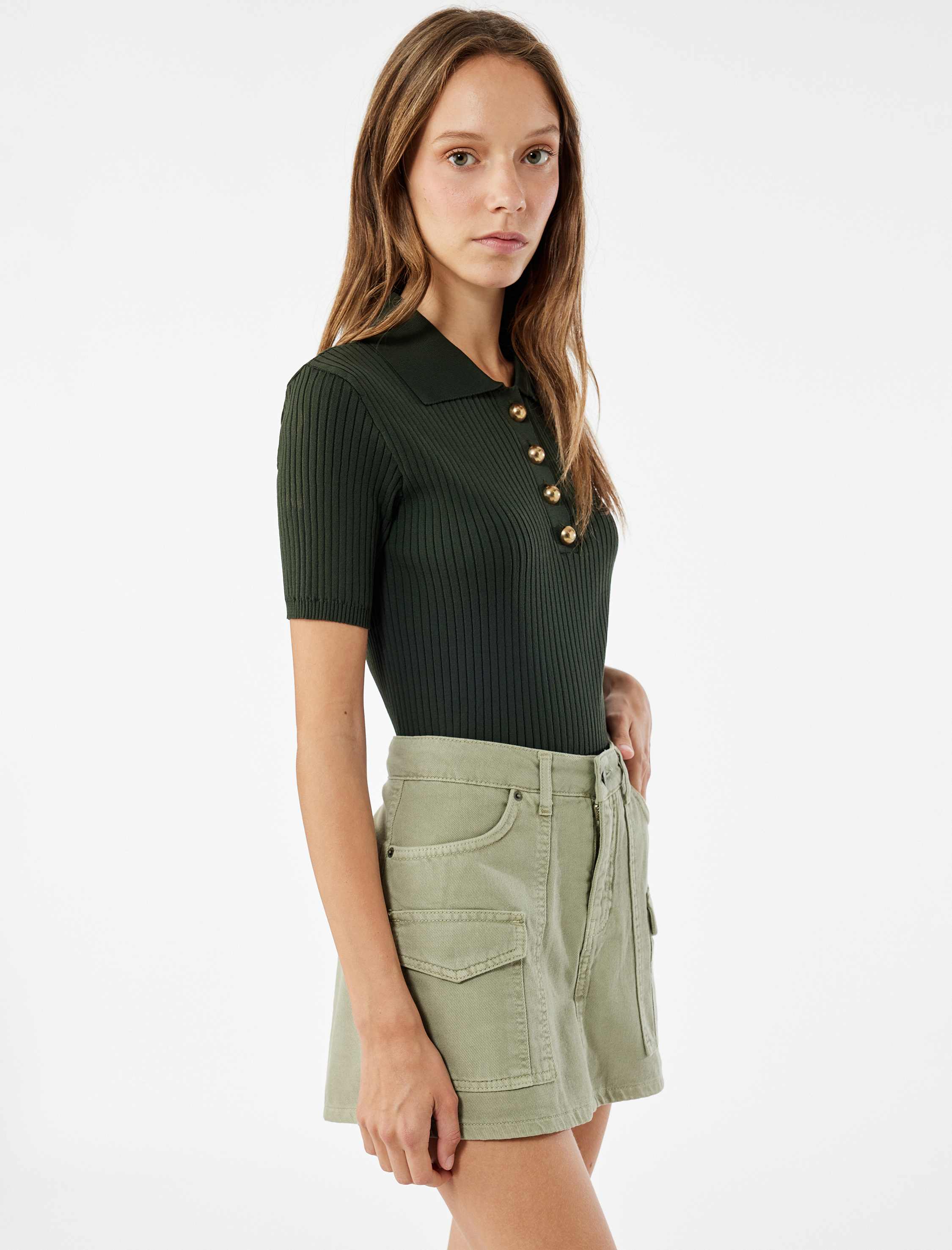   Pamuklu Kargo Cep Detaylı A Kesim Mini Etek