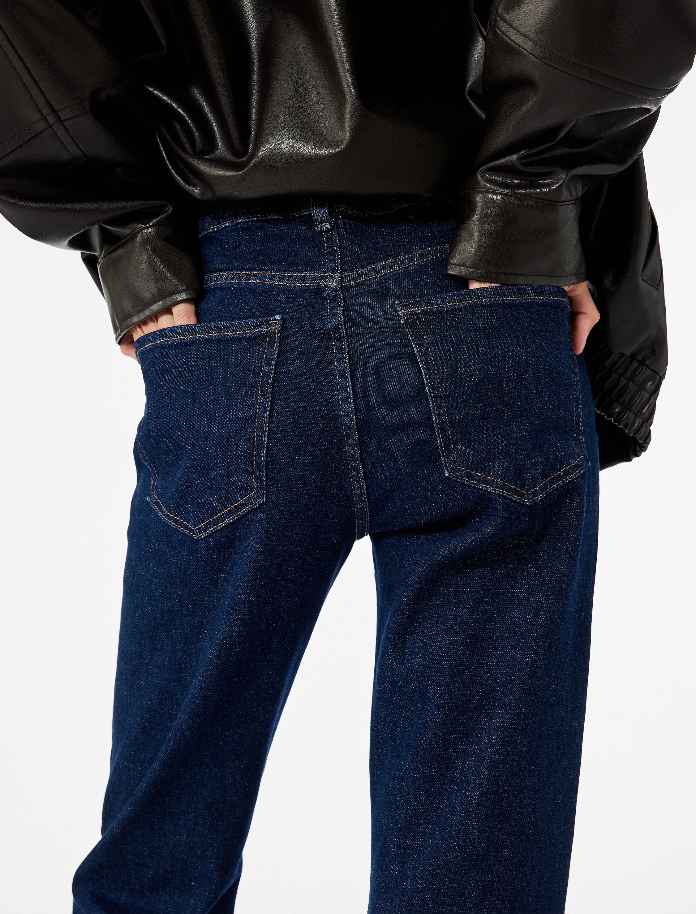   Pamuklu Yüksek Bel Dar Kalıp İspanyol Paça Jean Pantolon - Flare Jeans