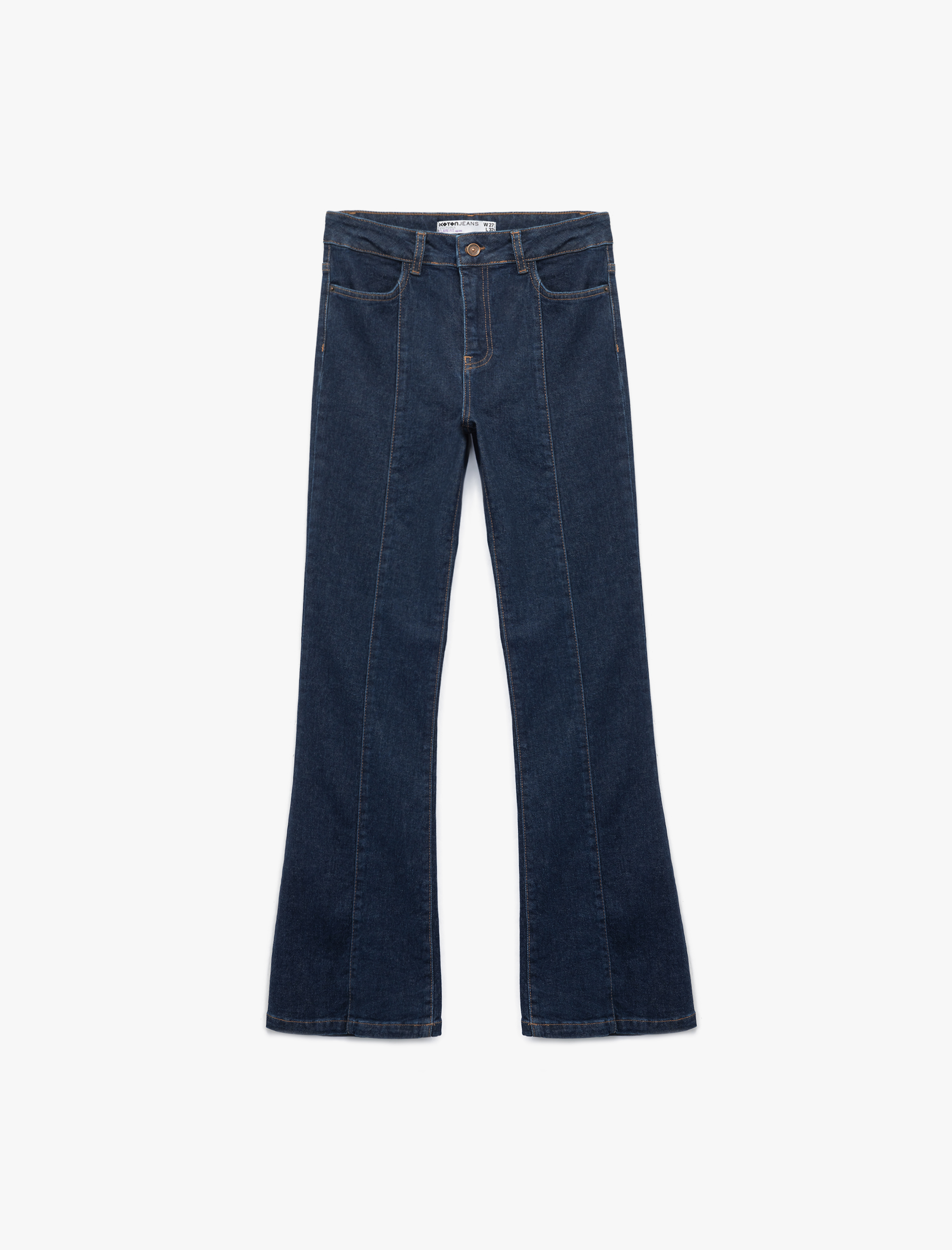   Pamuklu Yüksek Bel Dar Kalıp İspanyol Paça Jean Pantolon - Flare Jeans