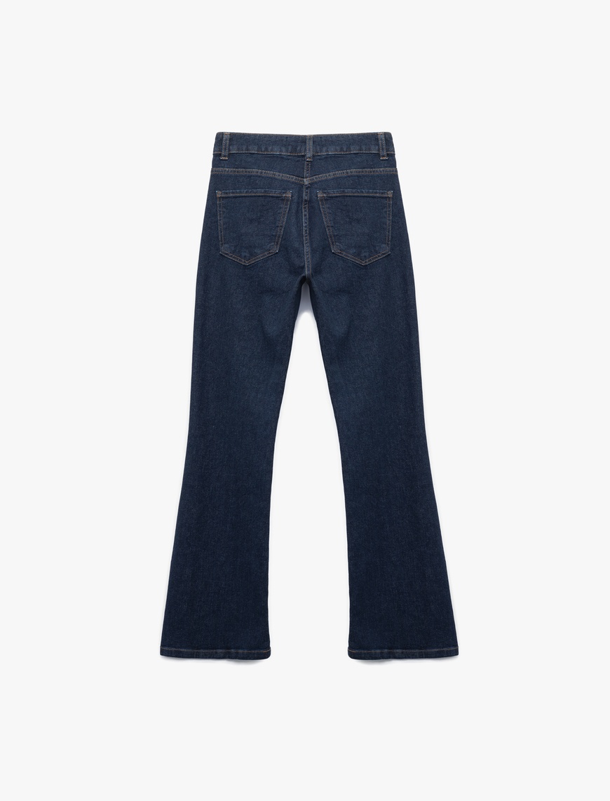   Pamuklu Yüksek Bel Dar Kalıp İspanyol Paça Jean Pantolon - Flare Jeans