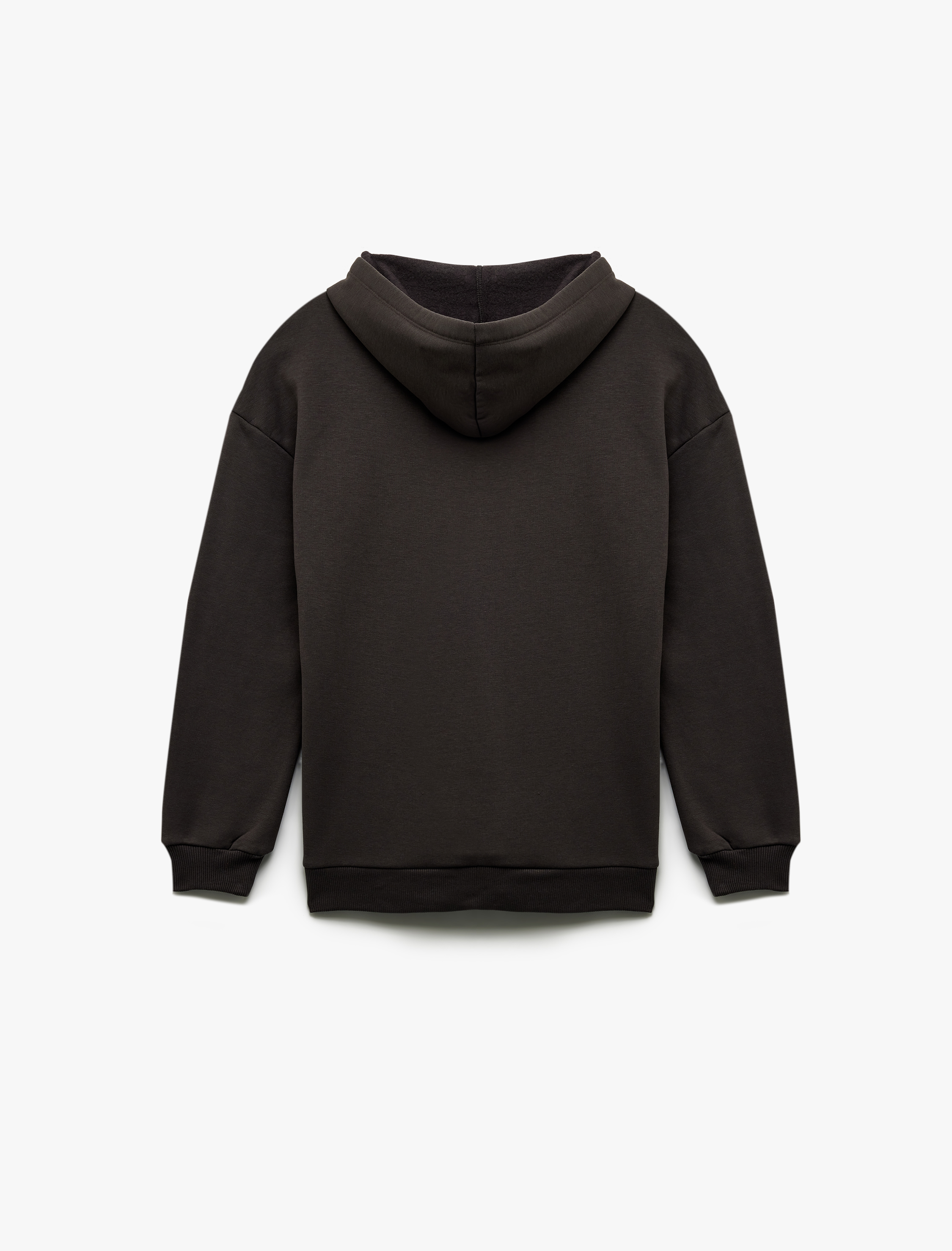   Şardonlu Uzun Kollu Kapüşonlu Baskılı Oversize Sweatshirt