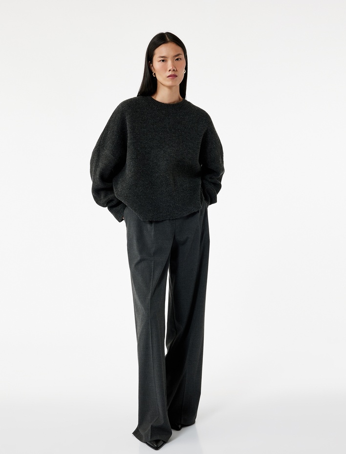  Uzun Kollu Bisiklet Yaka Oversize Triko Kazak