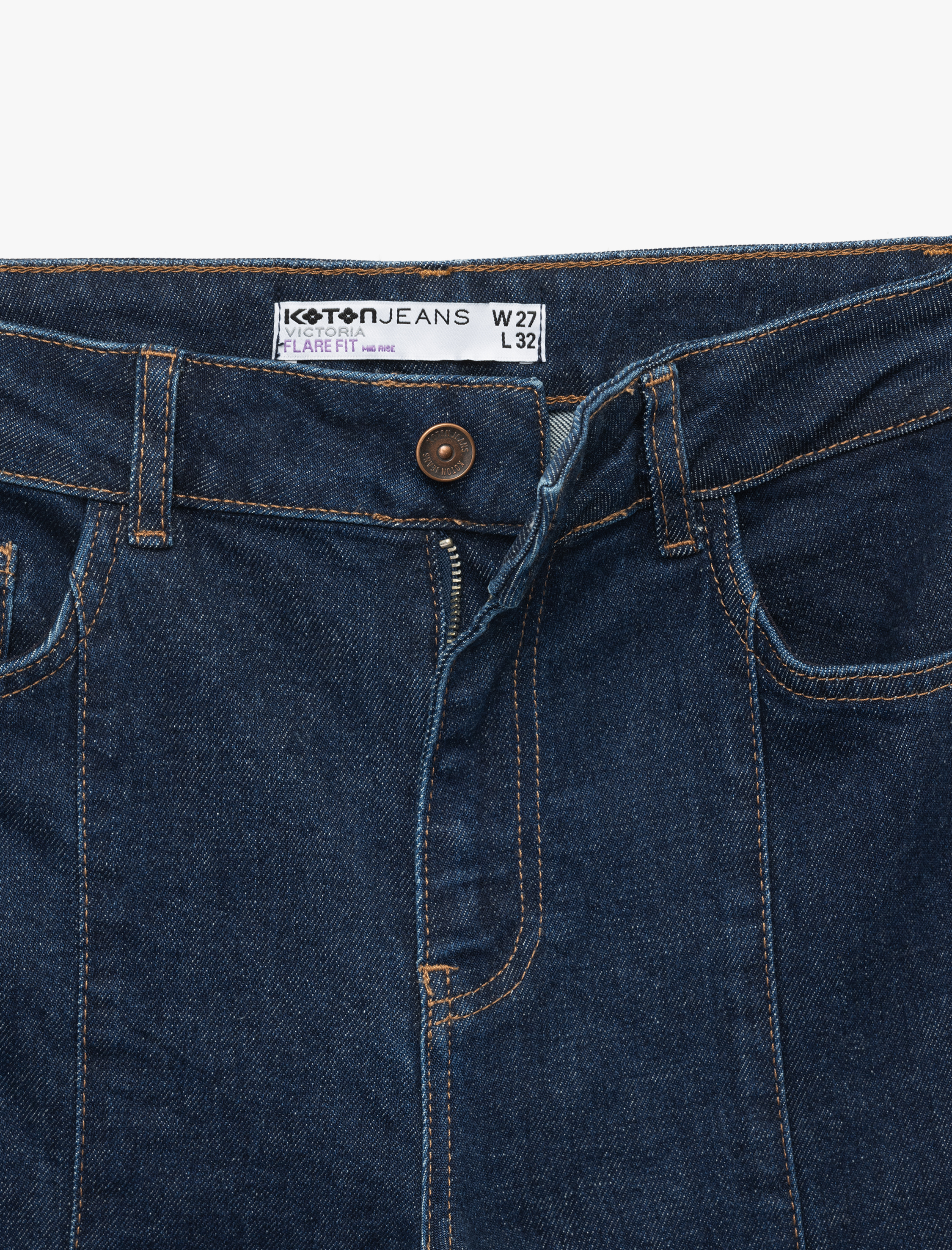   Pamuklu Yüksek Bel Dar Kalıp İspanyol Paça Jean Pantolon - Flare Jeans