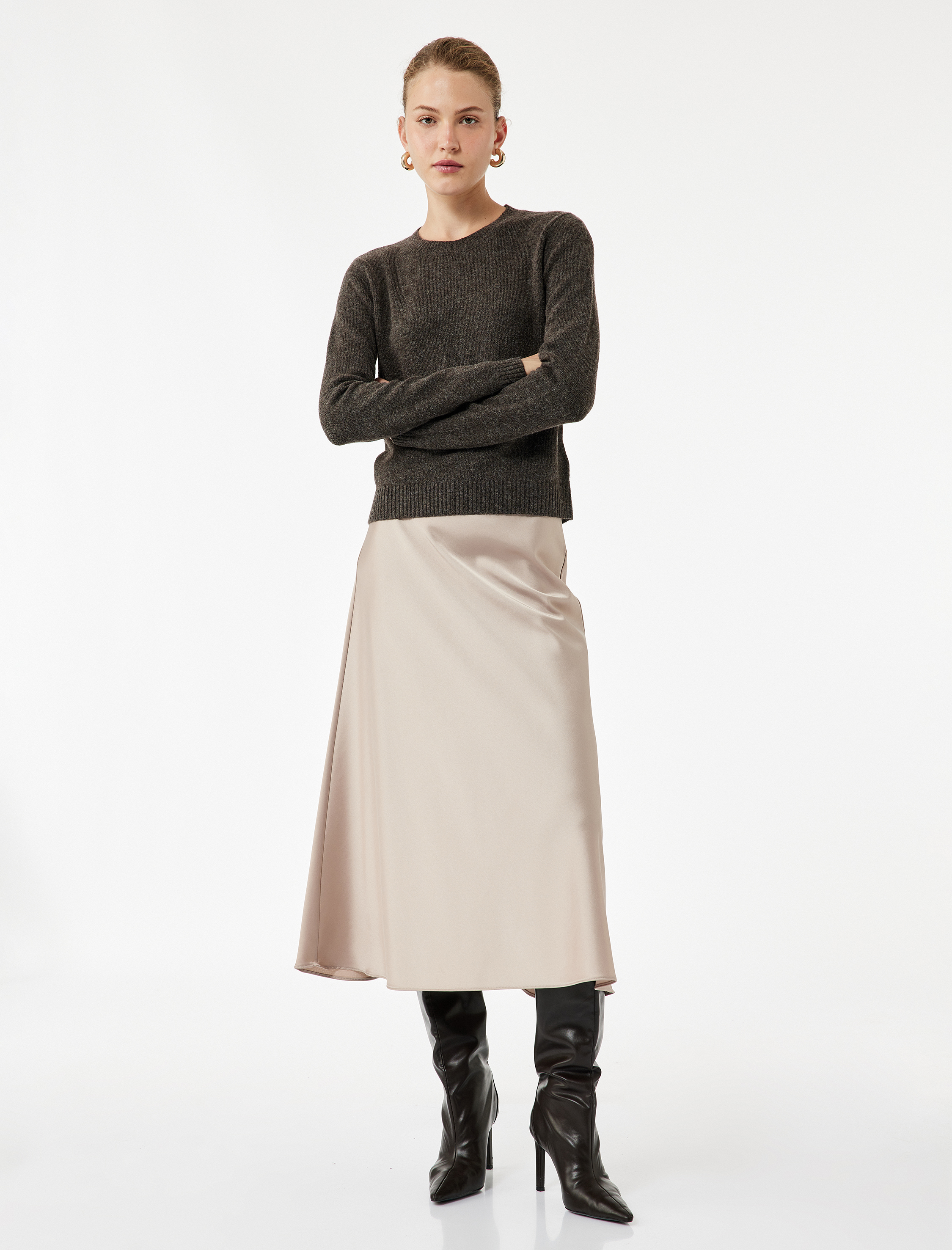   Uzun Kollu Bisiklet Yaka Triko Kazak