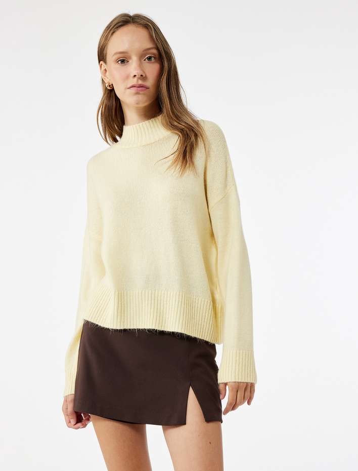  Dik Yaka Uzun Kollu Basic Triko Kazak