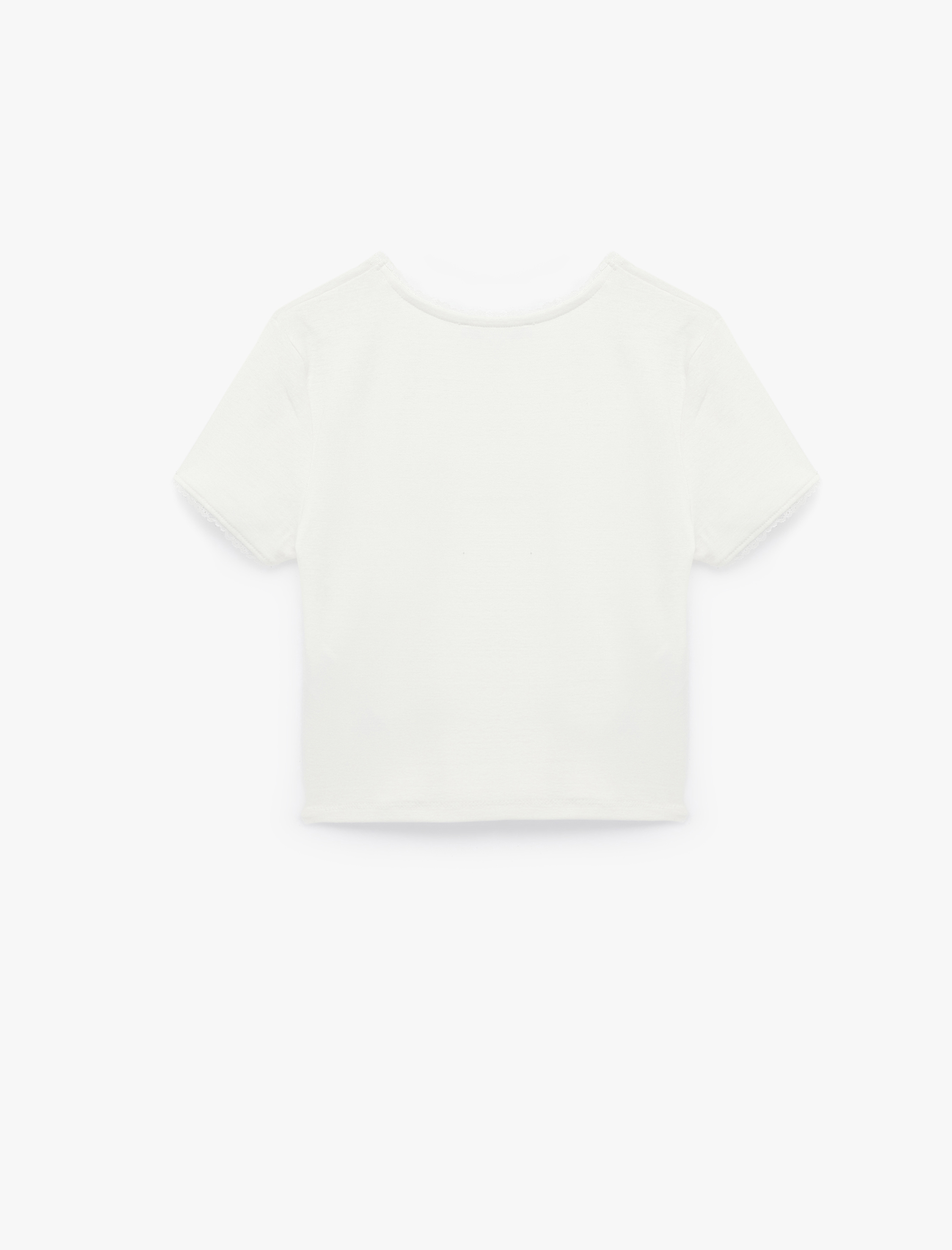 Kısa Kollu Bisiklet Yaka Pamuklu Kedi Baskılı Tişört