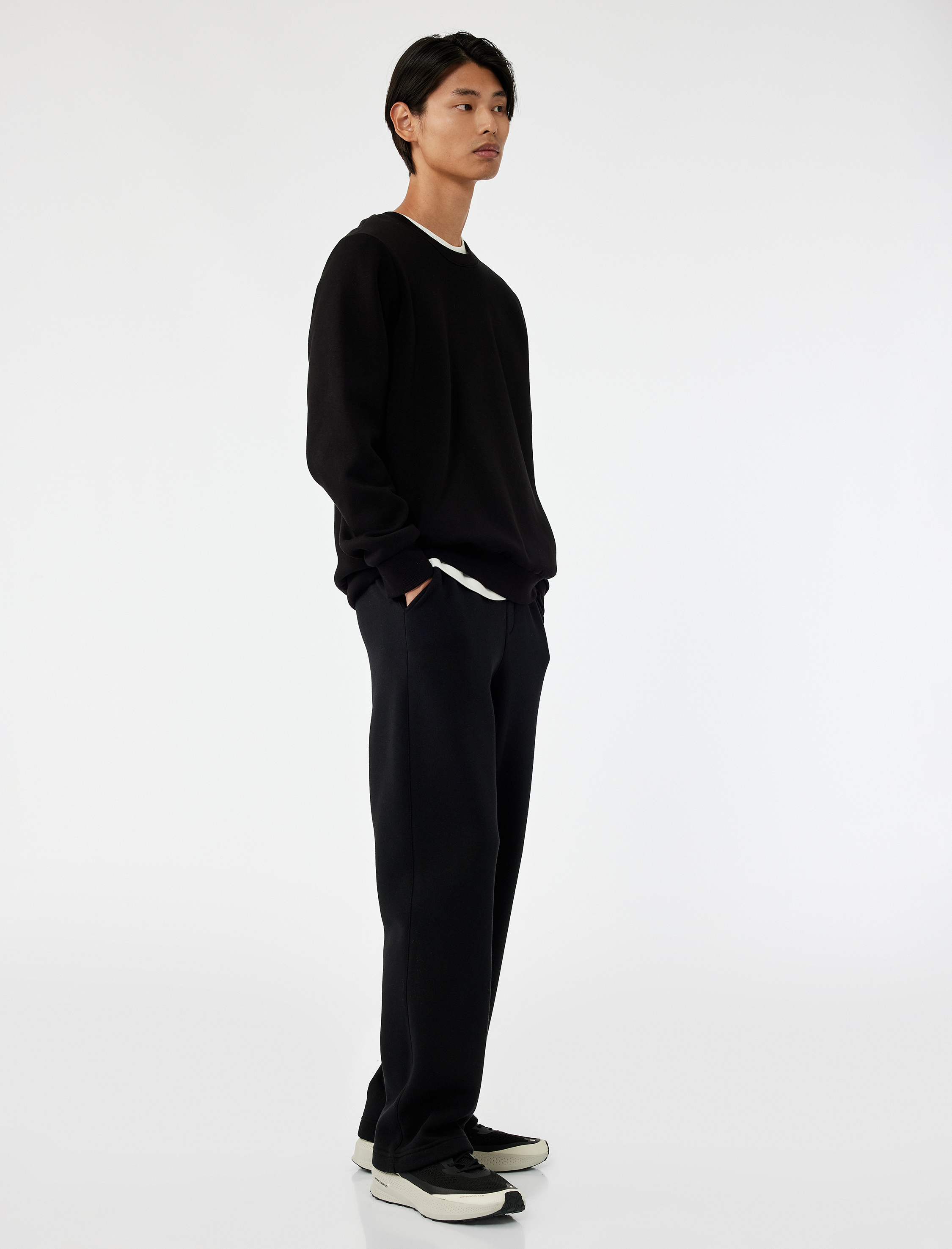   Straight Fit Cep Detaylı Şardonlu Beli Lastikli Kışlık Eşofman Altı