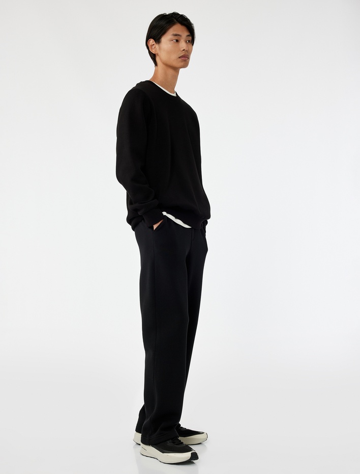  Straight Fit Cep Detaylı Şardonlu Beli Lastikli Eşofman Altı