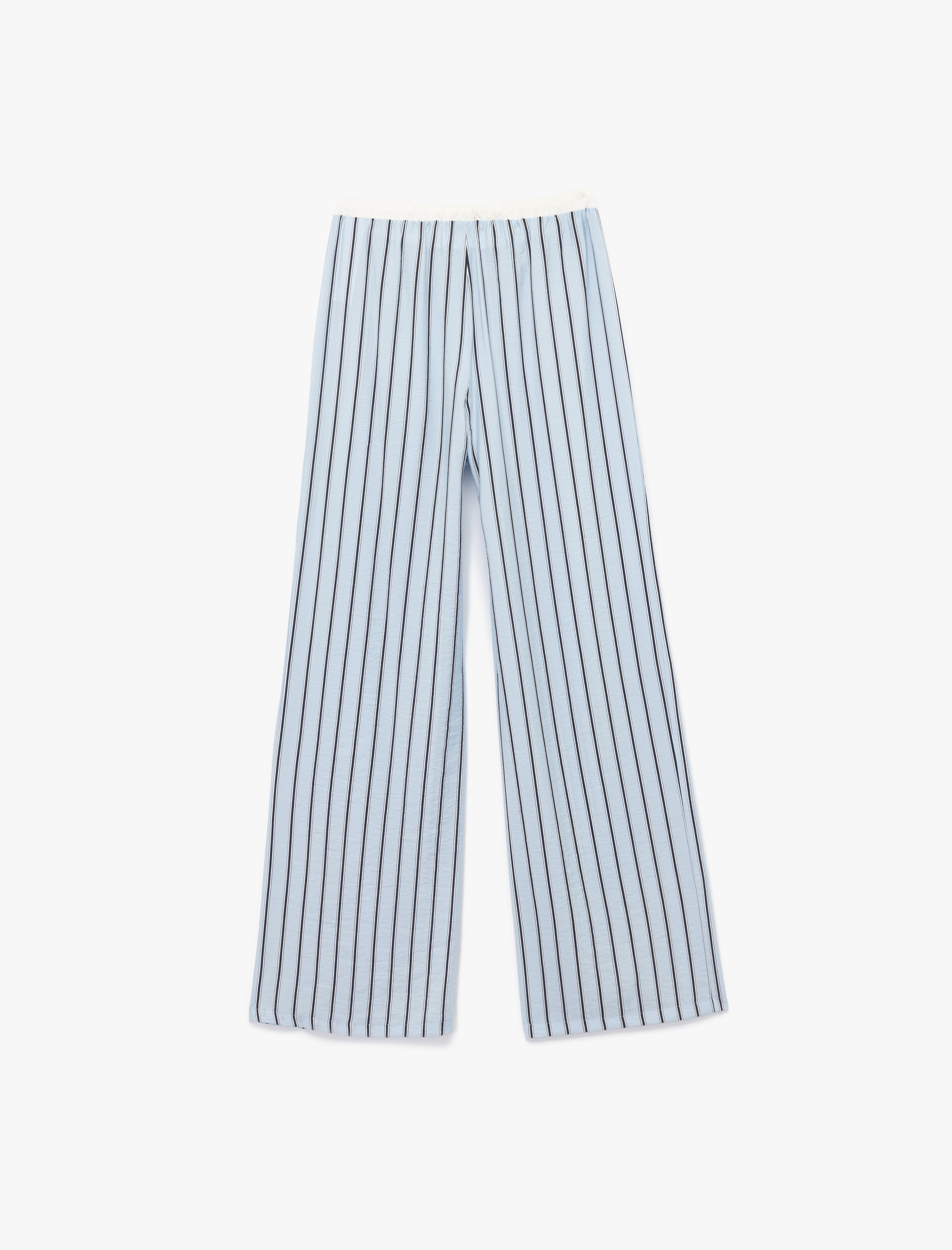   Viskon Kumaş Rahat Kalıp Lastik Detaylı Çizgili Pijama Altı