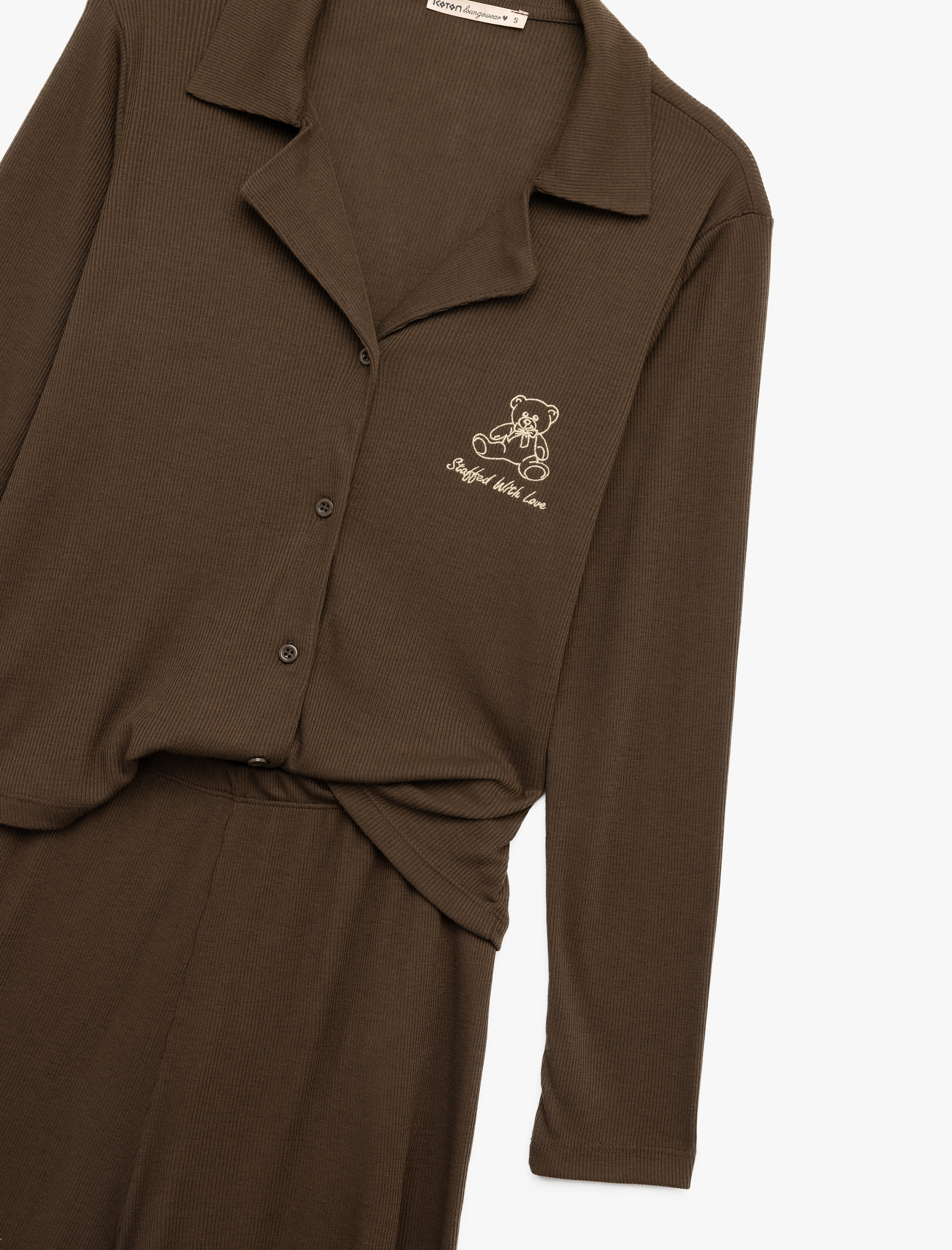   Rahat Kalıp Uzun Kollu Gömlek Yaka Pijama Takımı