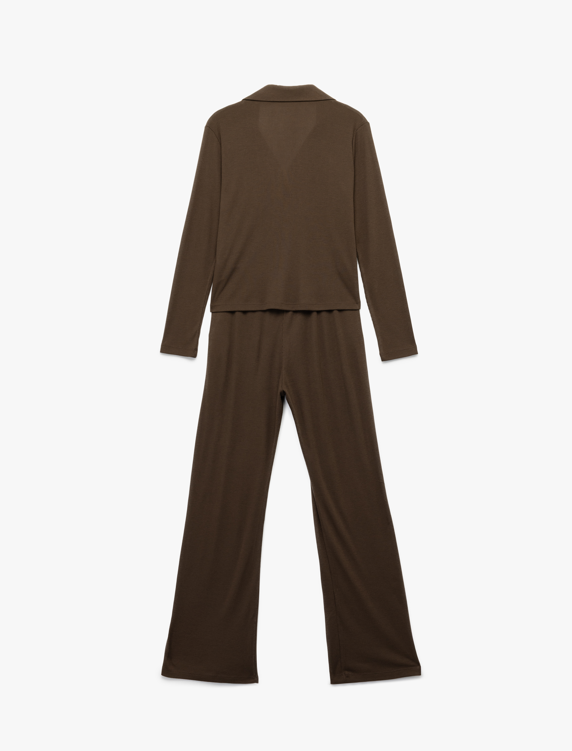   Rahat Kalıp Uzun Kollu Gömlek Yaka Pijama Takımı