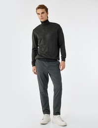 Uzun Kollu Basic Balıkçı Yaka Triko Kazak