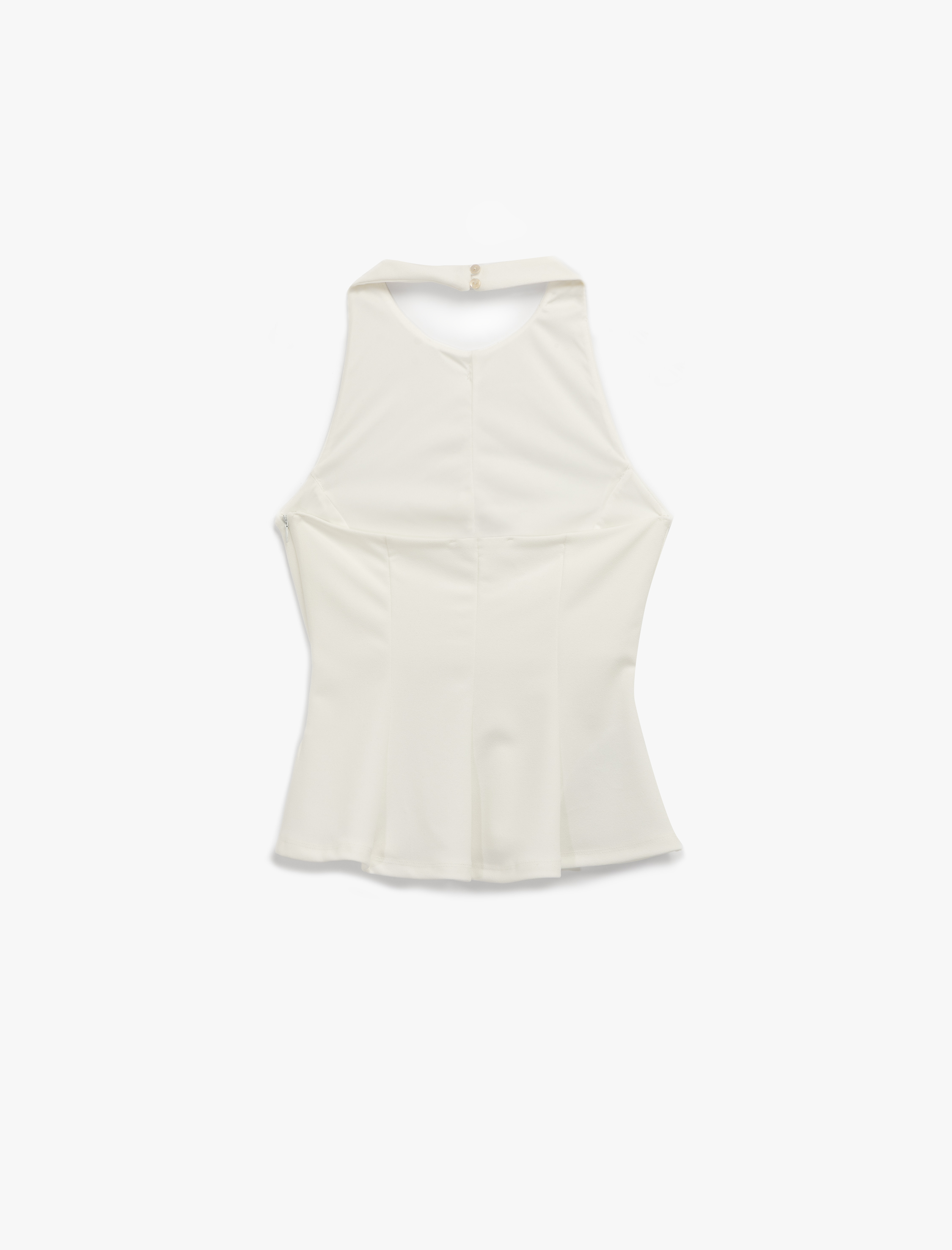   Halter Yaka Kolsuz Krep Peplum Bluz